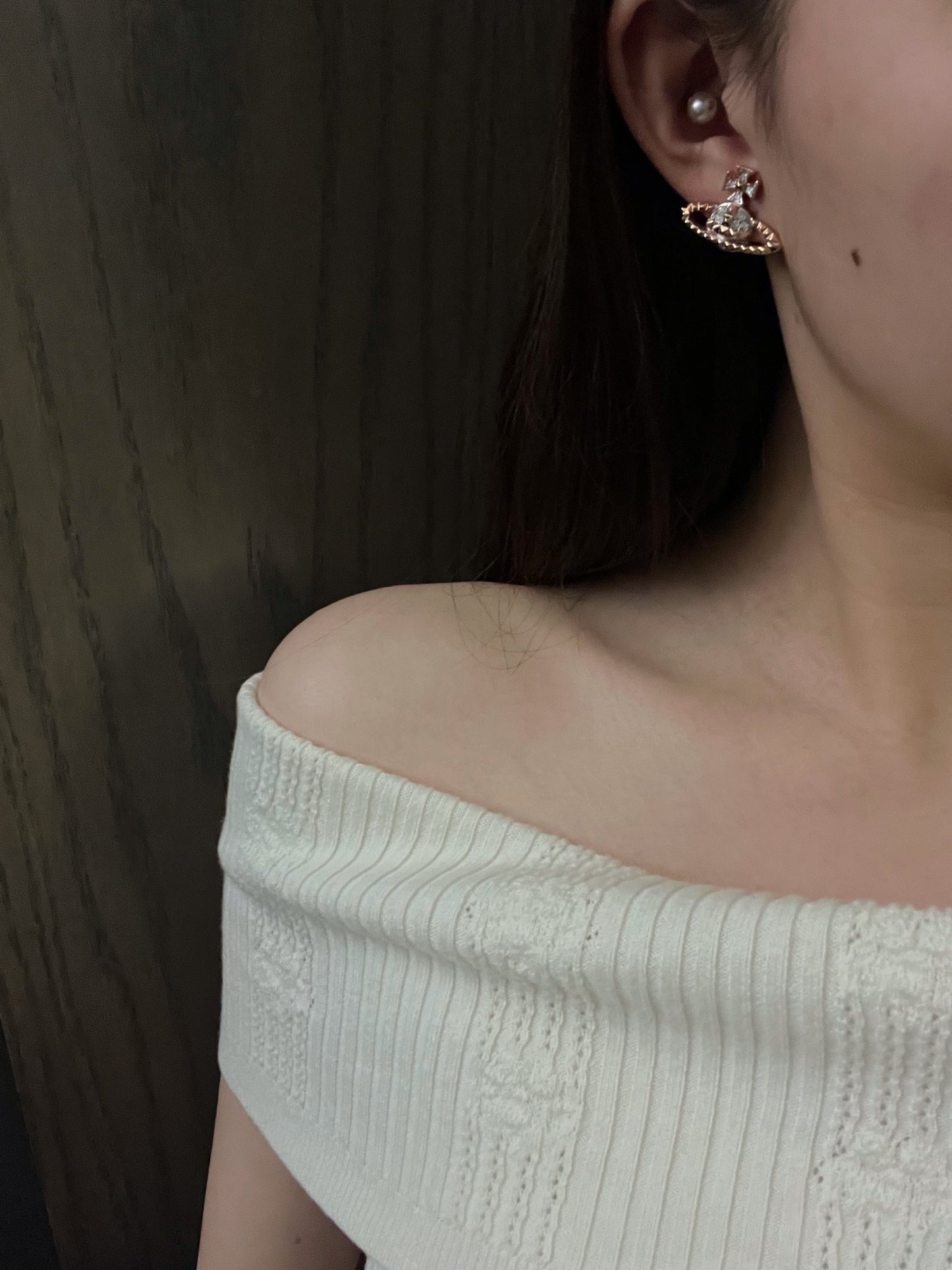 Vintage Vivienne Westwood Rose & Silver Tone Earrings