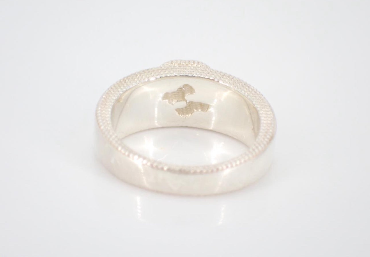 Gucci Vintage S925 Silver Wide Band Logo Ring