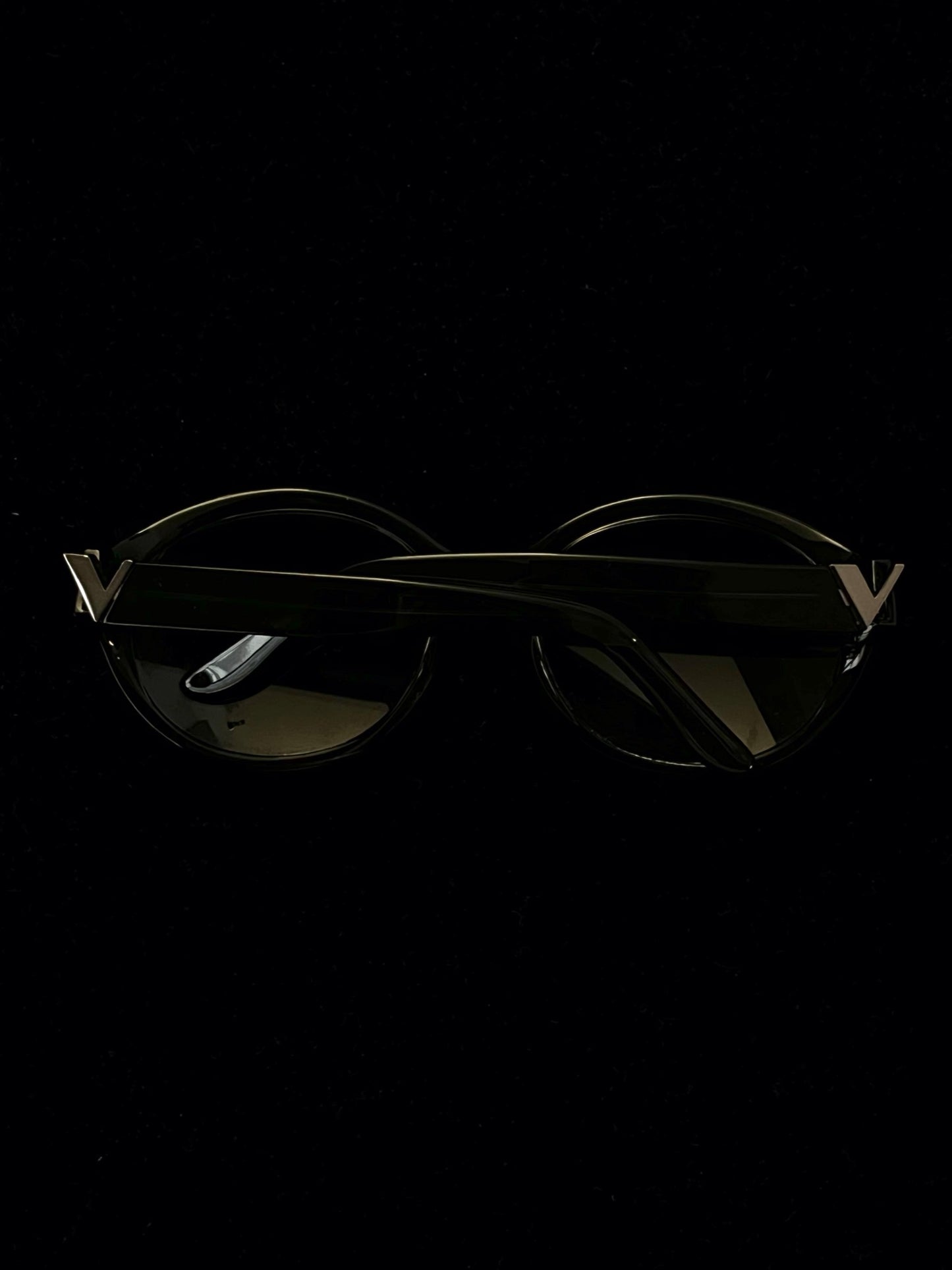 Vintage Valentino V Logo Oval Sunglasses – Translucent Dark Brown