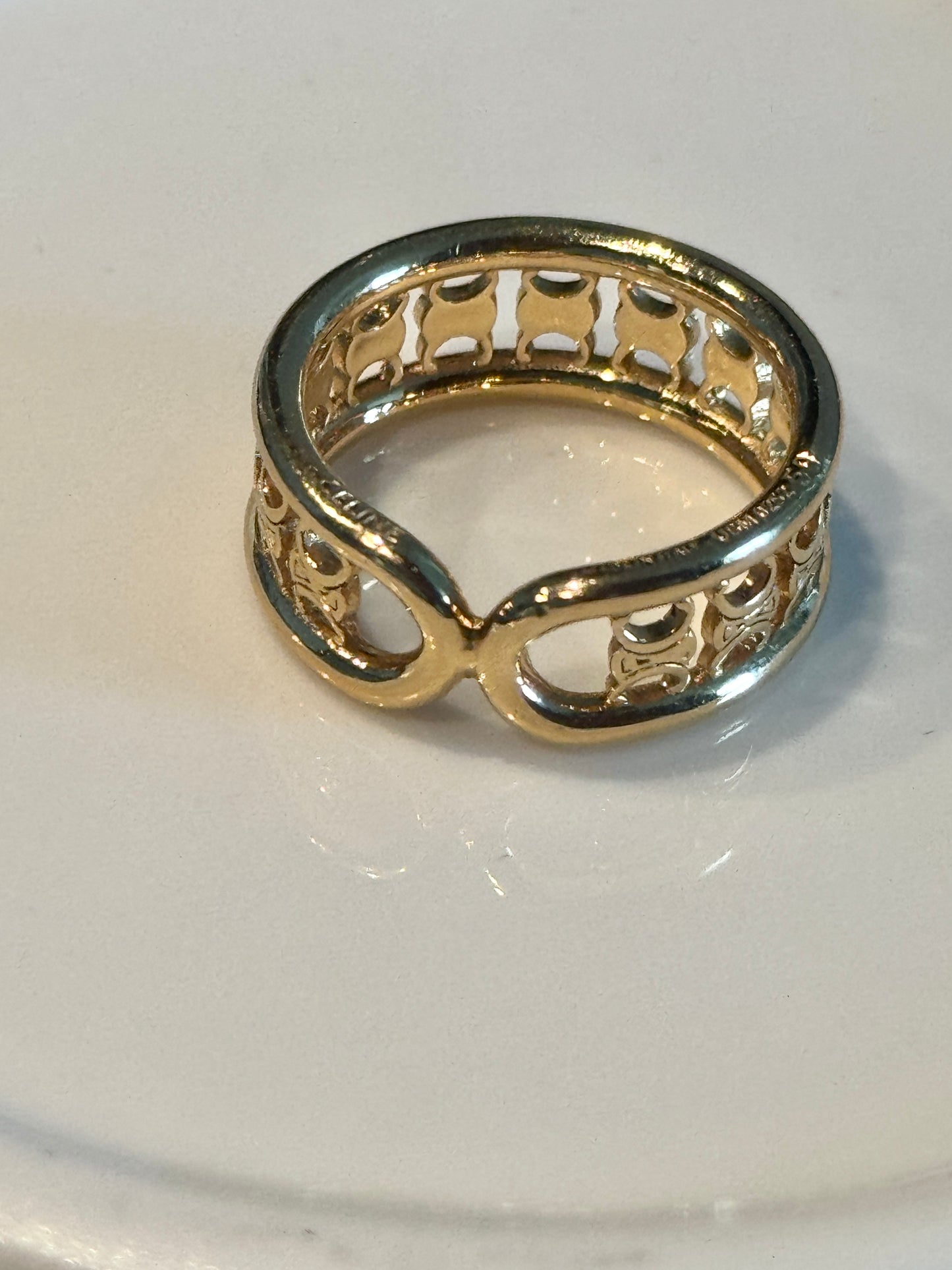 Celine Triomphe Cutout Gold Ring