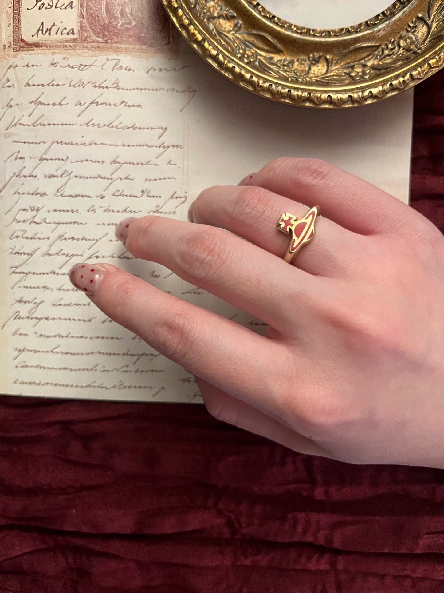 Vivienne Westwood Red Orb Gold-Tone Ring