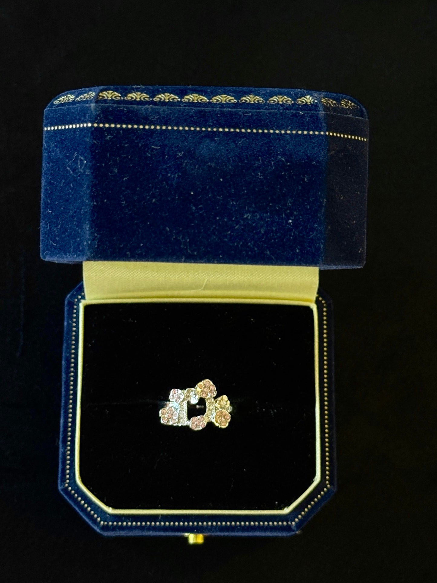Christian Dior Crystal Floral Open Ring