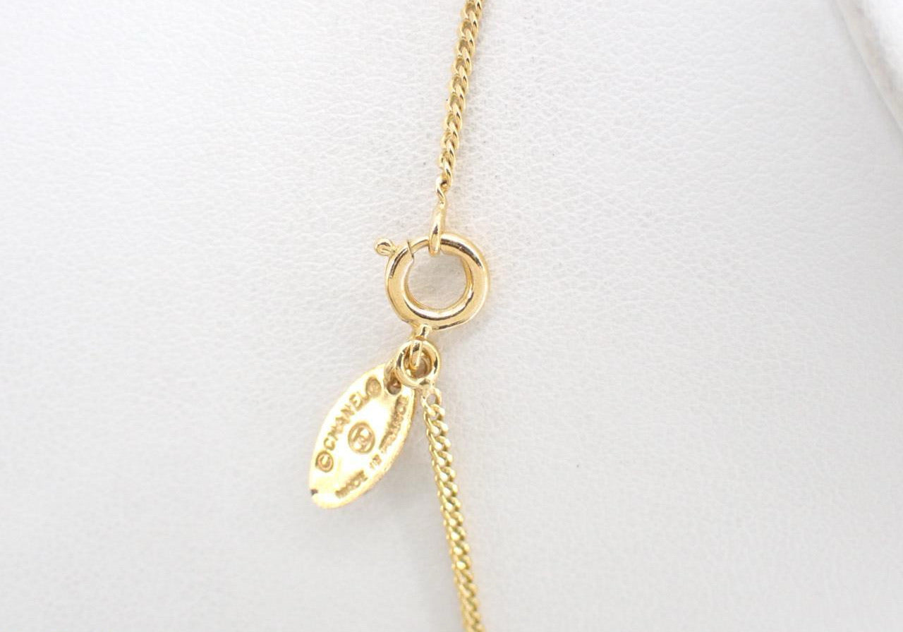 Chanel 1980s Gold-Plated Red Luck CC Necklace