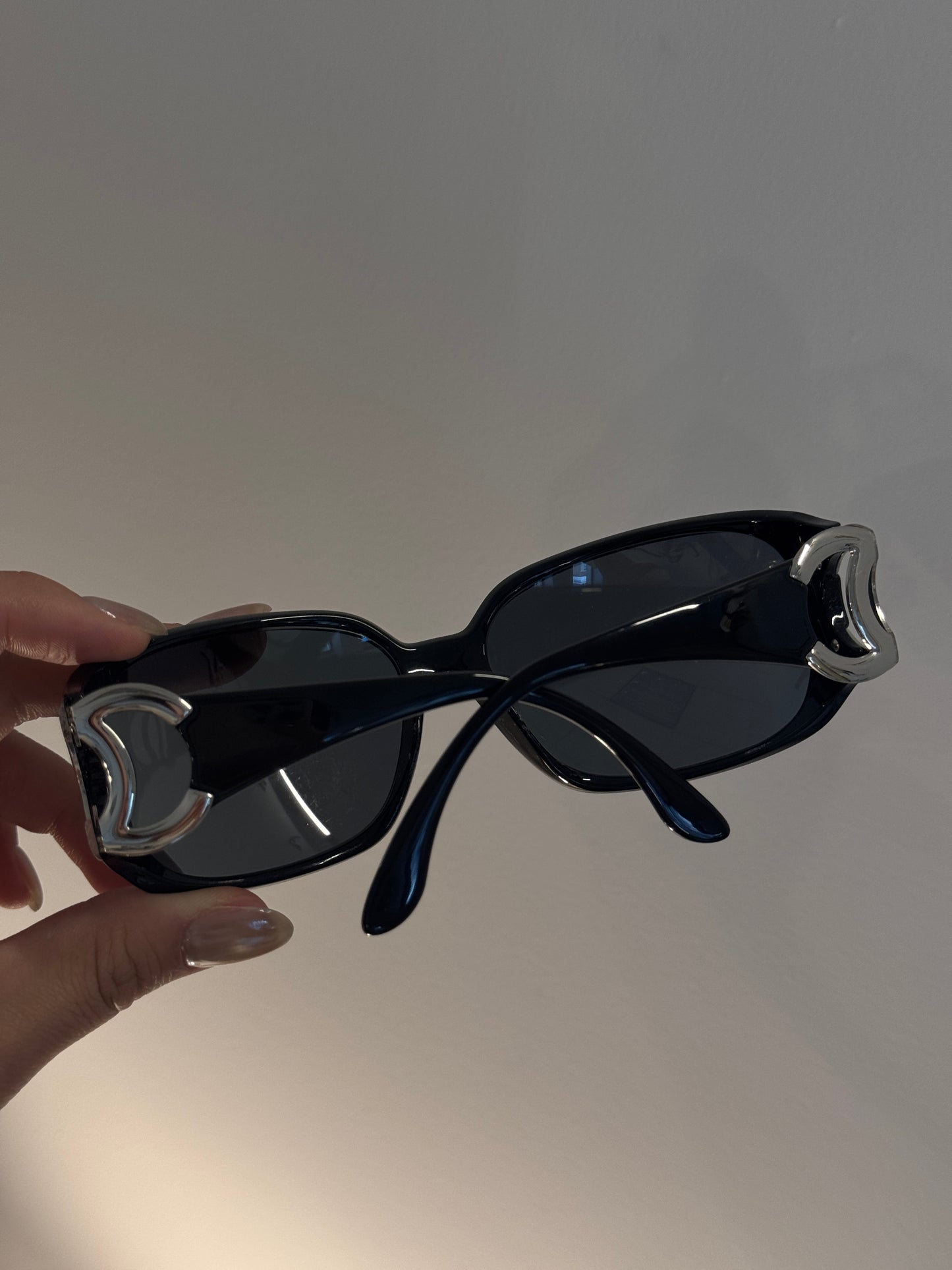 Chanel Mid-2000s "Gilded Arc" Gold Open-CC Rectangular Sunglasses