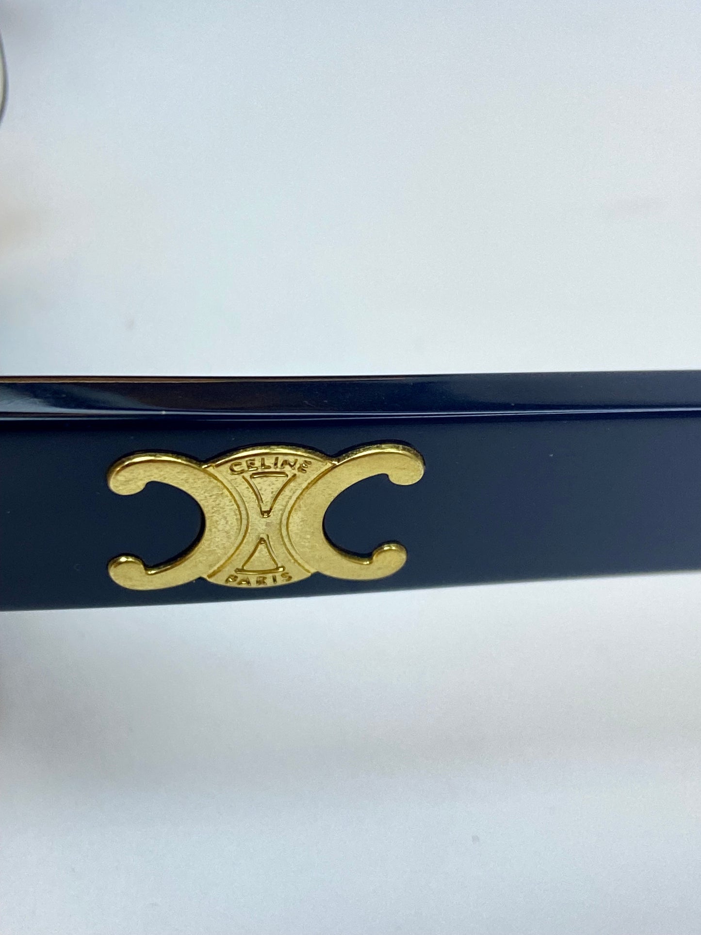 CELINE Oval Sunglasses with Gold Triomphe Temples – Black
