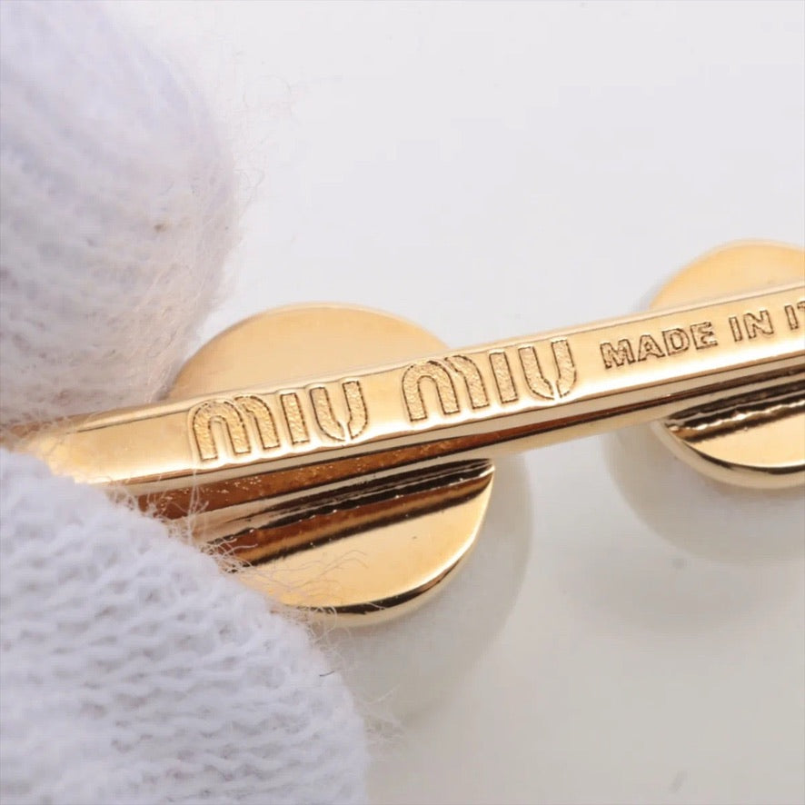 Miu Miu Gold Script & Pearl Hair Clip Set