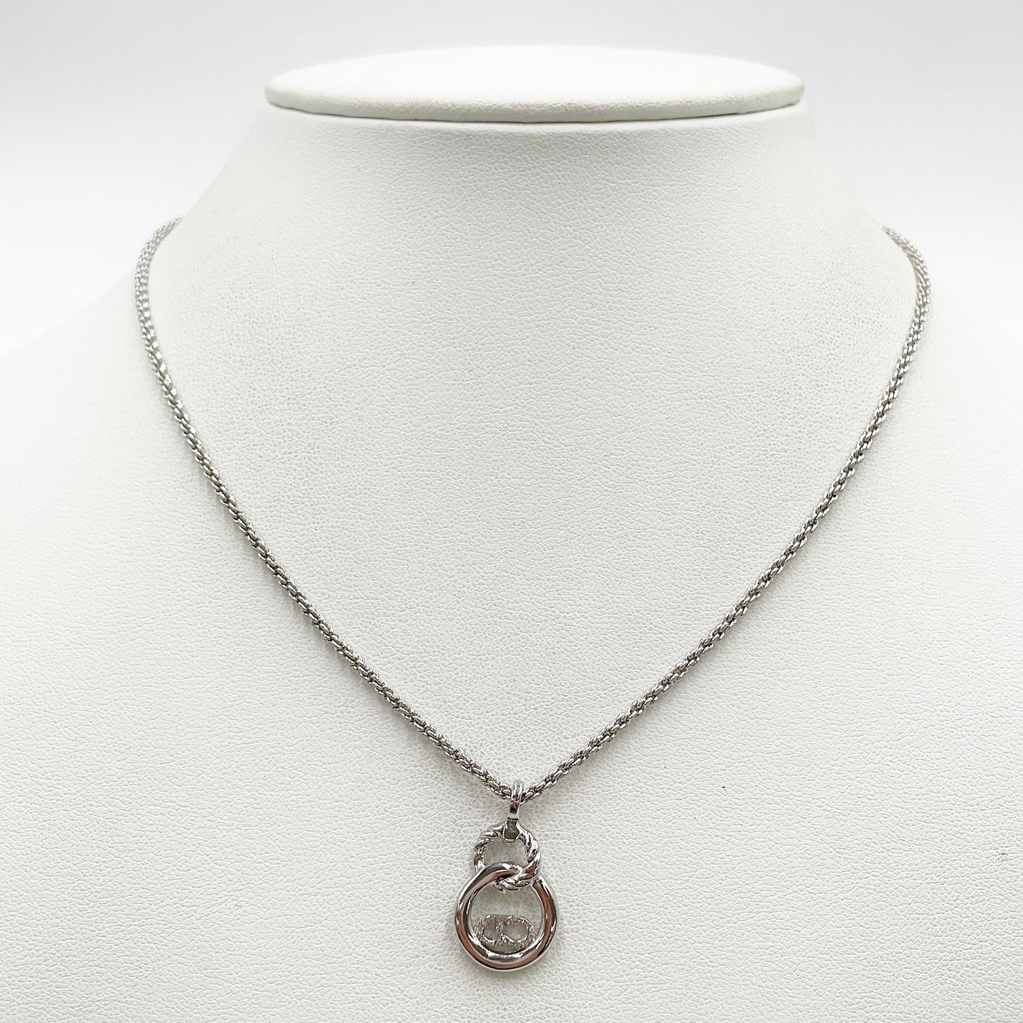 Dior Vintage Silver-Tone Twisted Loop Logo Necklace