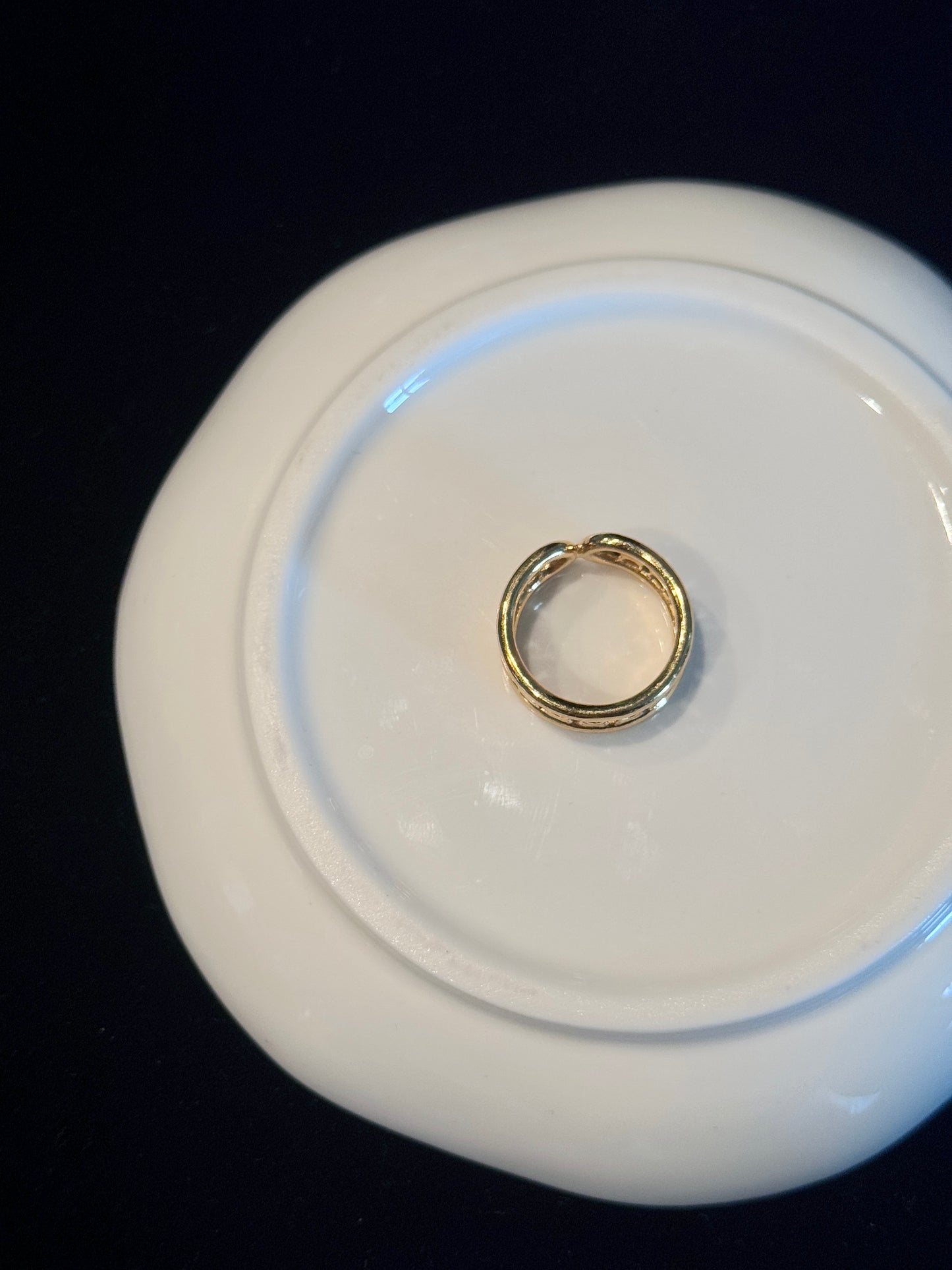 Celine Triomphe Cutout Gold Ring