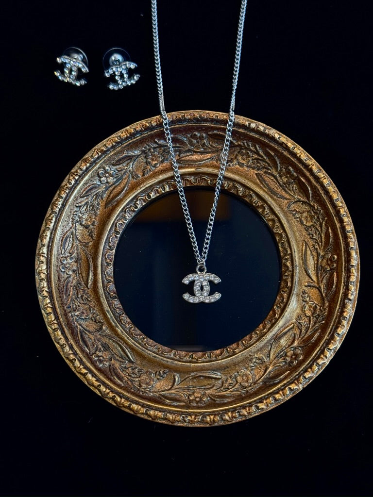 Chanel 2000s Classic Crystal CC Pendant Necklace