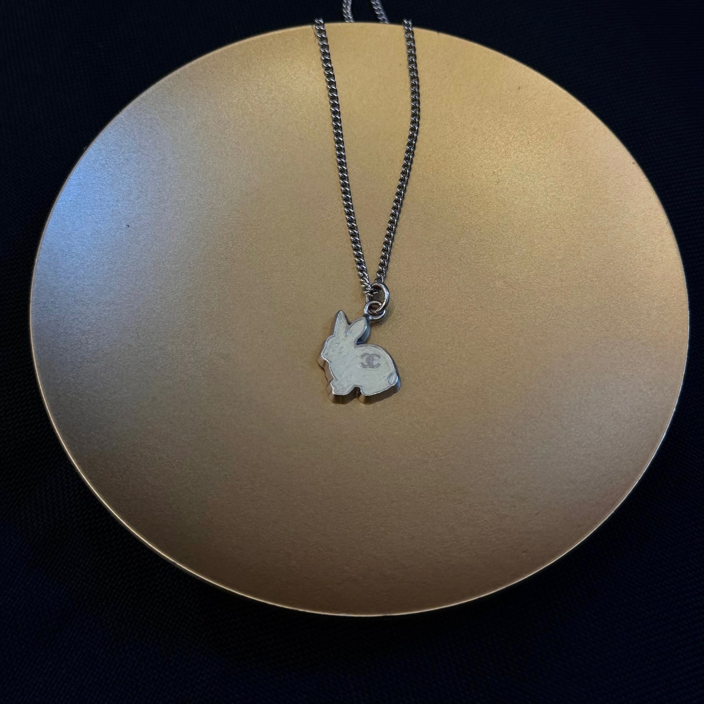 Chanel 2005 Vintage Ivory Bunny Pendant Necklace