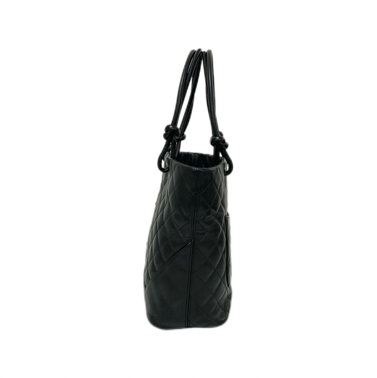 Chanel Vintage Cambon Line Small Tote Bag – Black with Oversized Logo