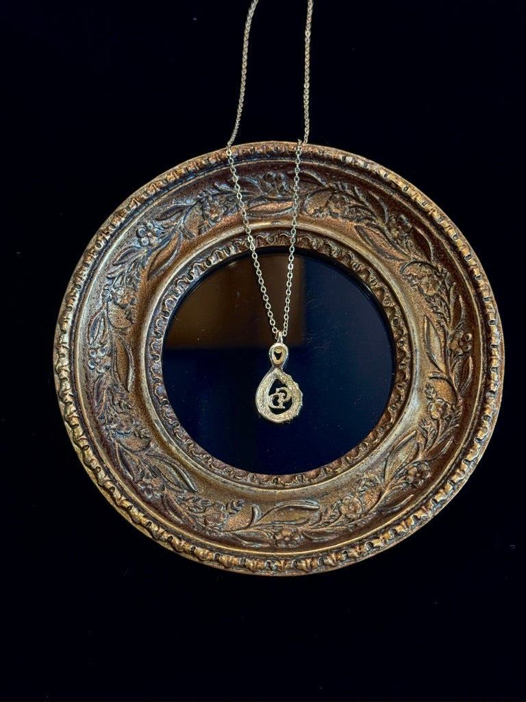 Dior Vintage Gold Crystal Teardrop 'CD' Necklace
