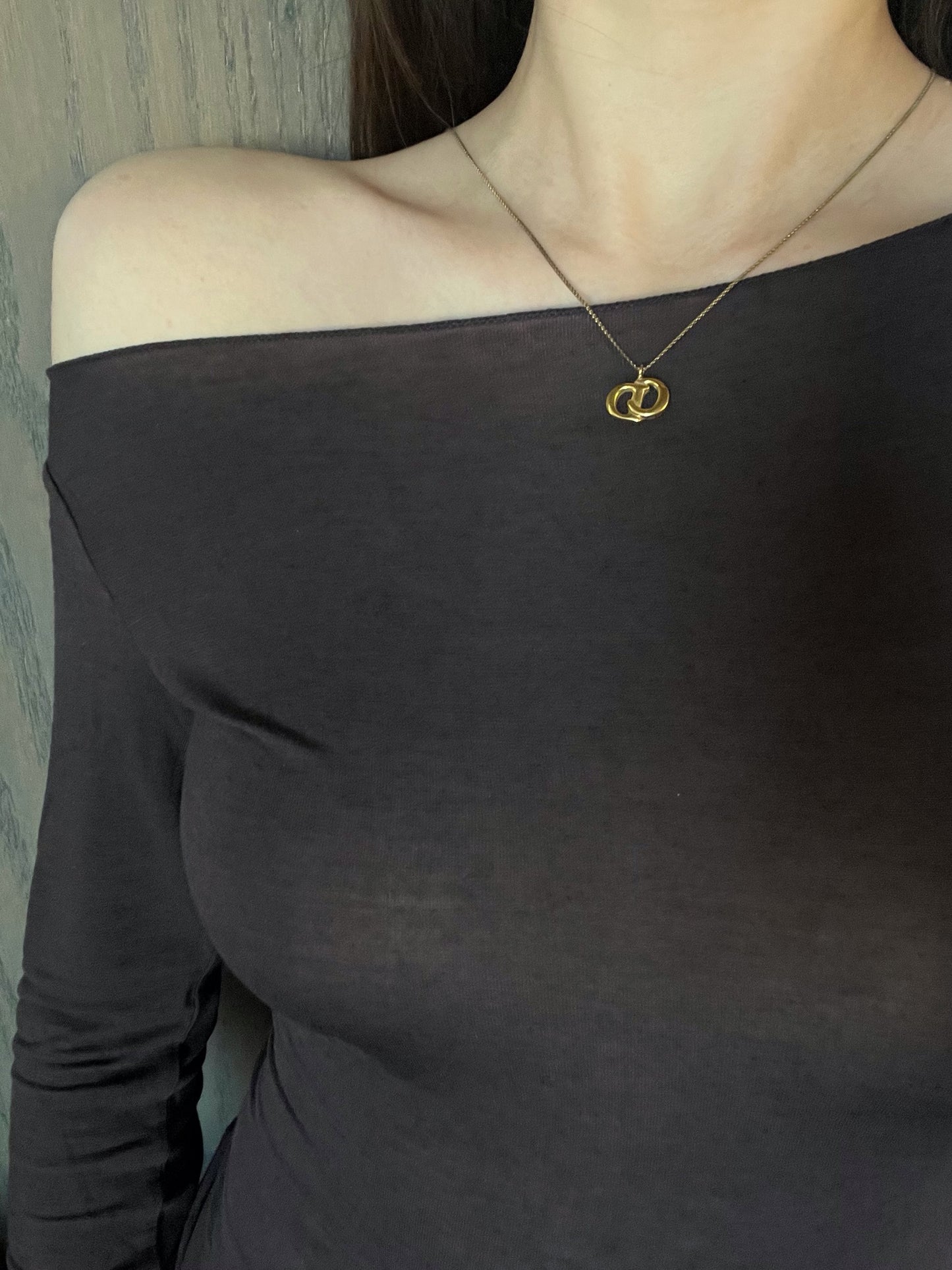 Vintage Dior Gold CD Logo Pendant Necklace