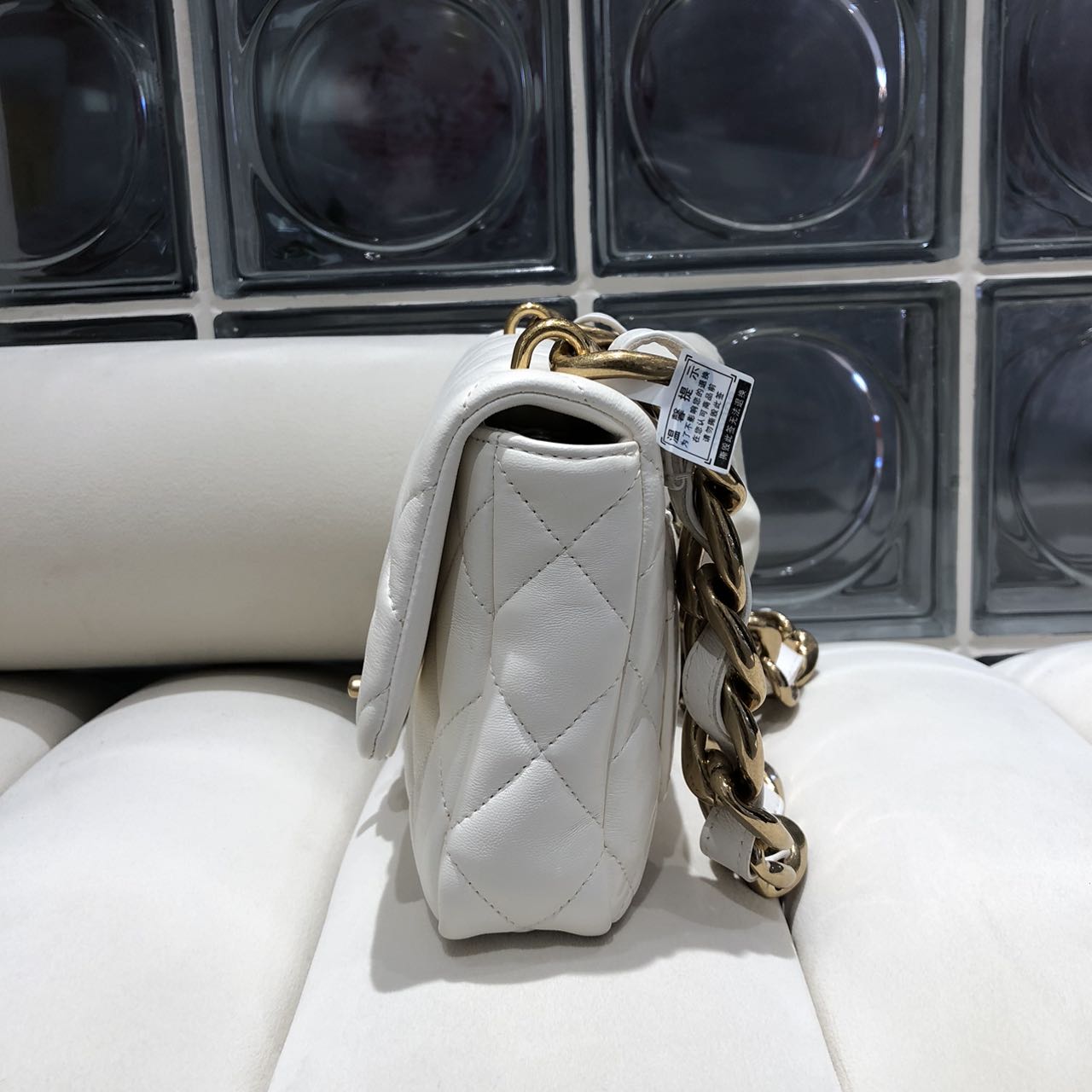 Chanel 2023 Classic Small Flap Bag in White Lambskin with Gold Hardware
