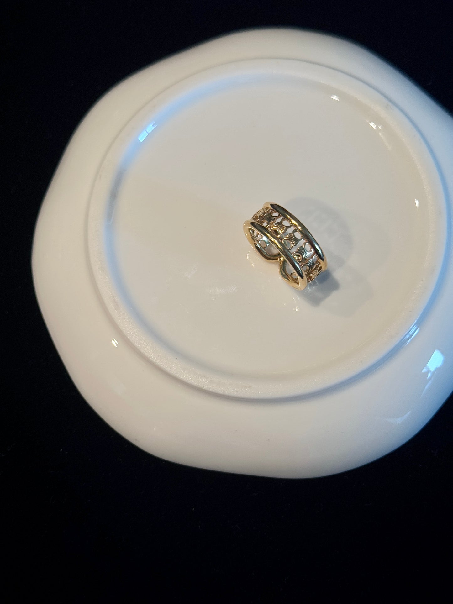 Celine Triomphe Cutout Gold Ring