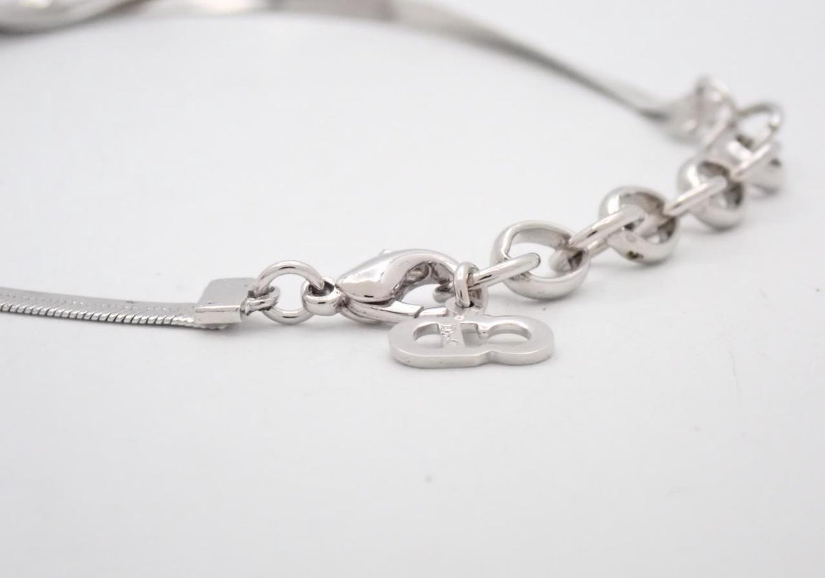 Vintage Dior Silver Bow Style Logo Bracelet