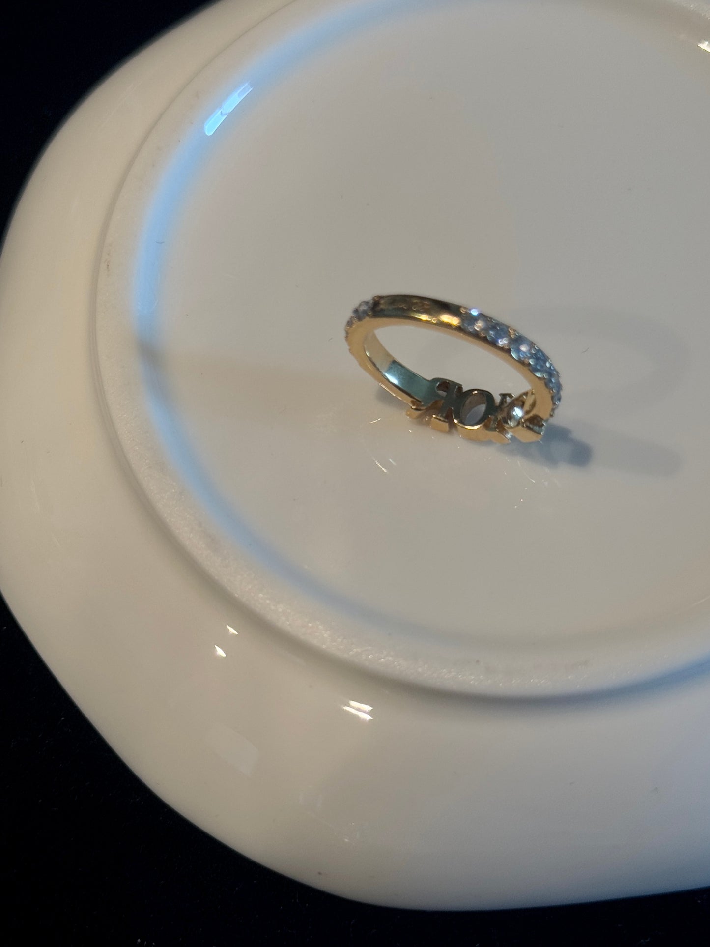 Dio(r)evolution Ring Gold-Finish Metal and White Crystals