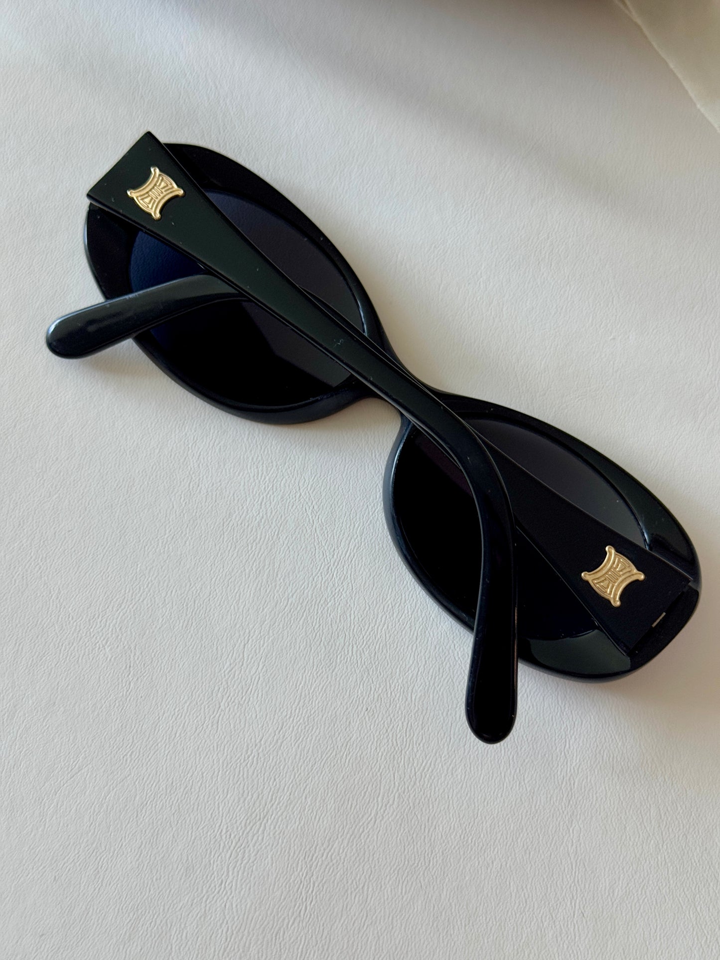 Celine Vintage Triomphe Black Oval Sunglasses