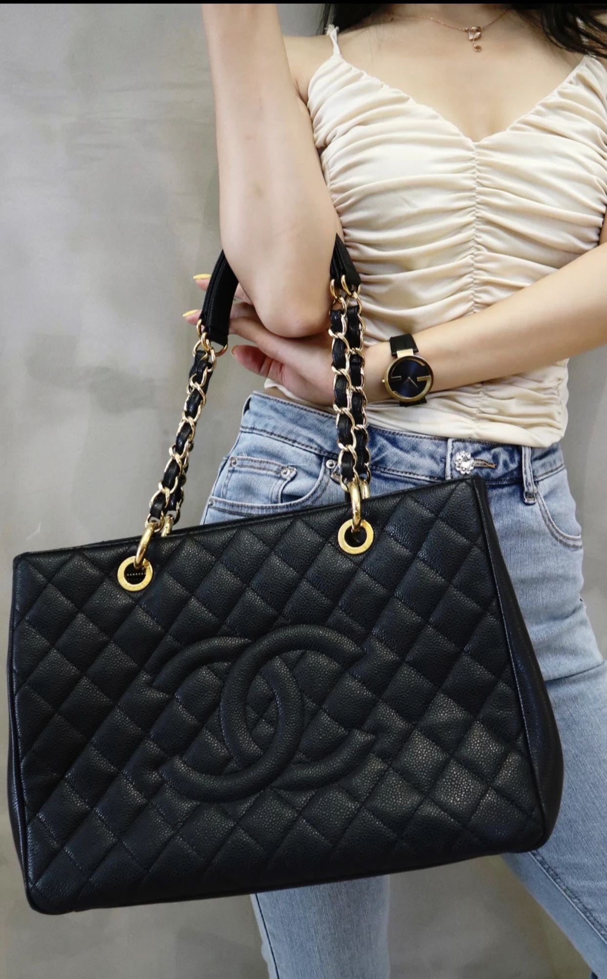 Chanel GST Black Caviar Leather Tote with Gold Hardware
