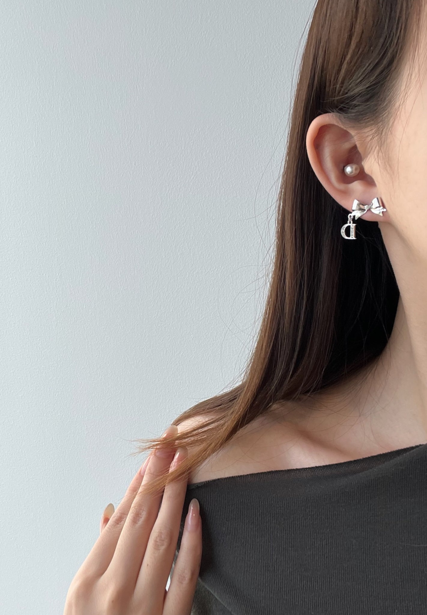 Dior Vintage Bow & Crystal "D" Drop Earrings