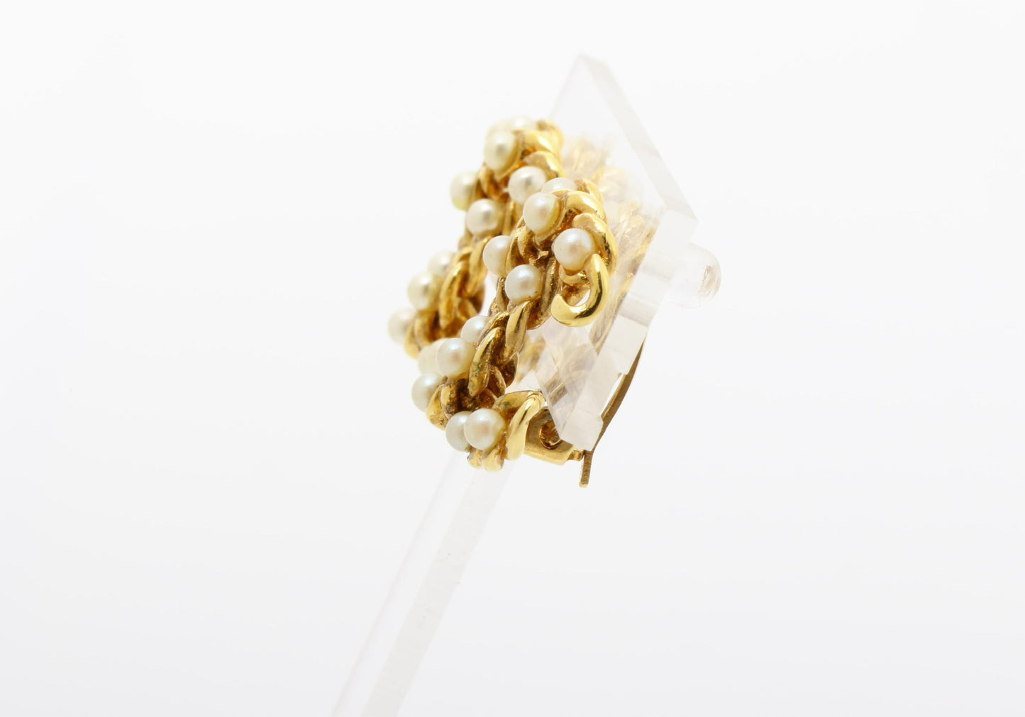 Chanel 2003 Pearl & Gold CC Clip-On Earrings