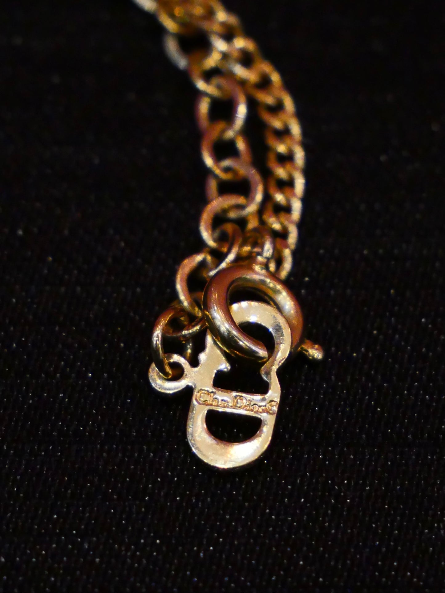 Vintage Dior Gold Logo Round Pendant Necklace