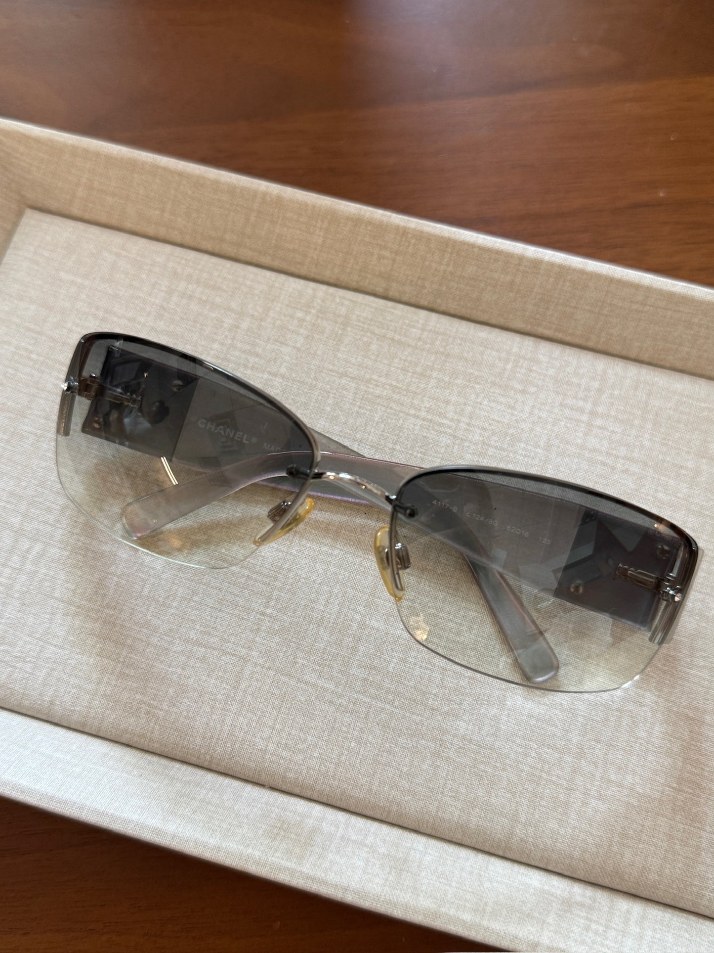Chanel Crystal CC Silver Shield Sunglasses