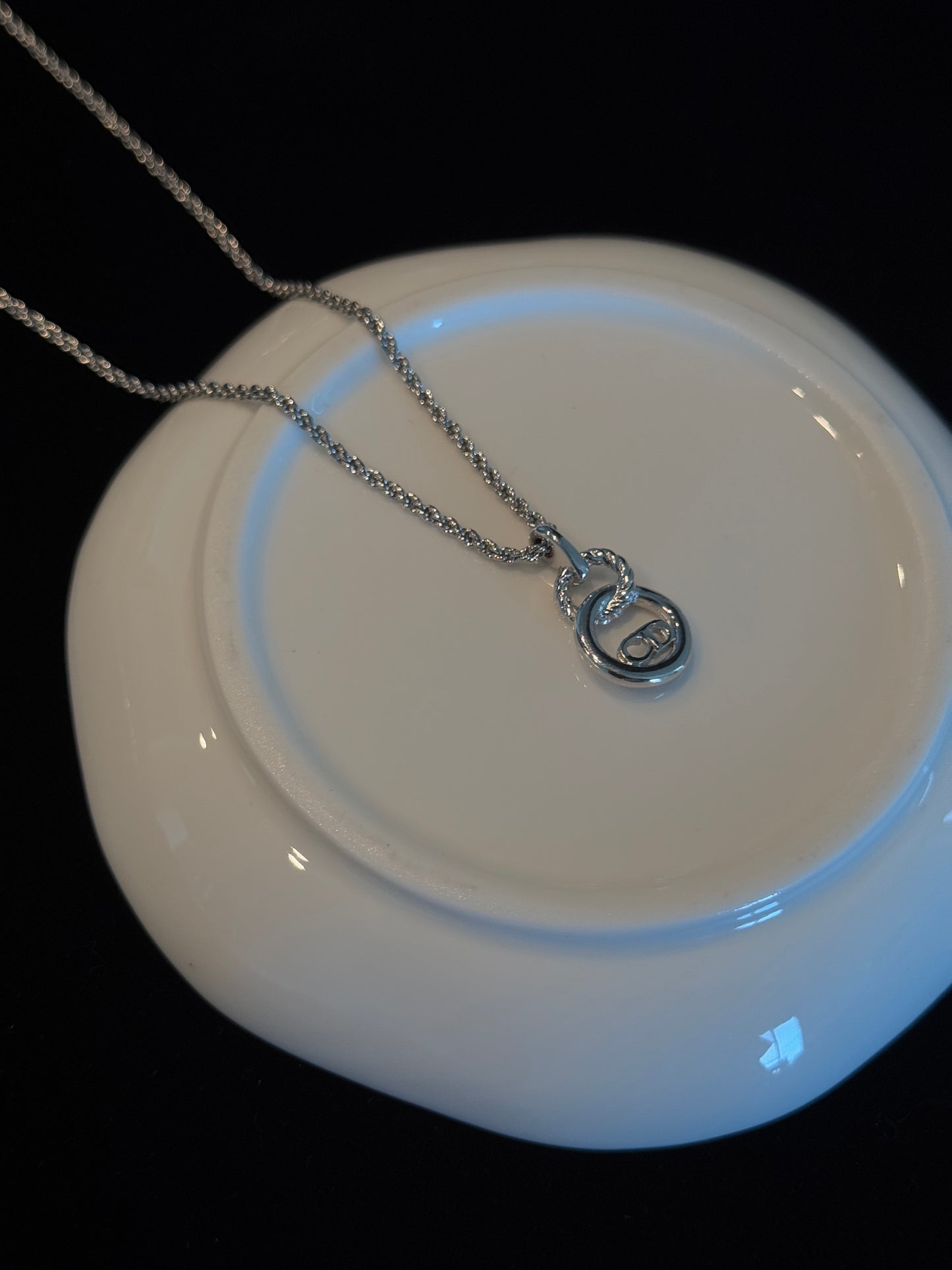 Dior Vintage Silver-Tone Twisted Loop Logo Necklace