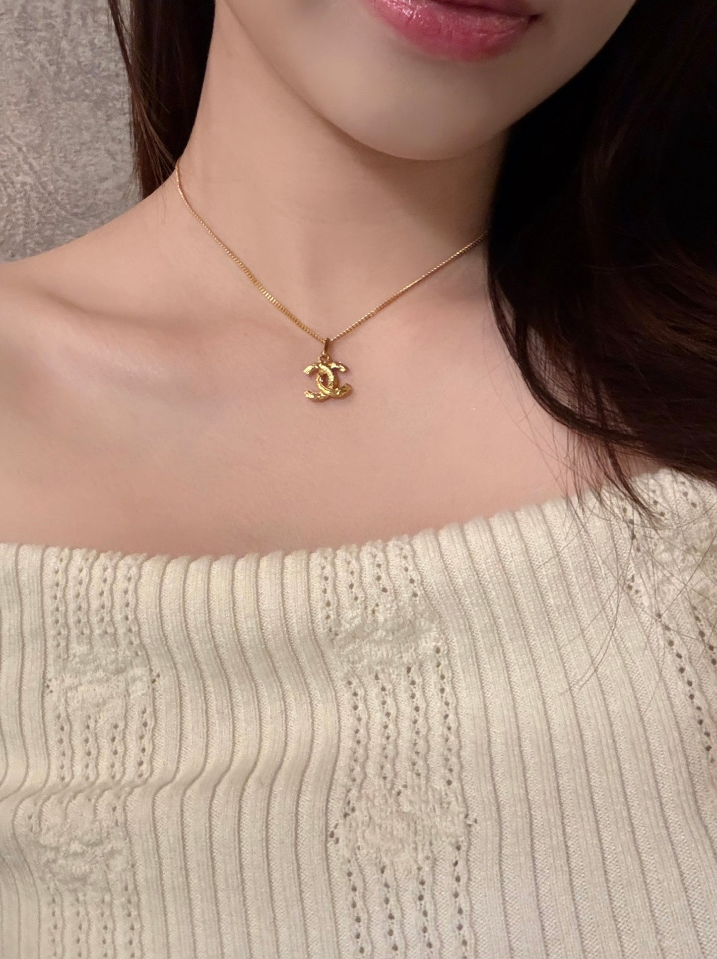 Chanel 1990s Vintage Gold CC Pendant Necklace