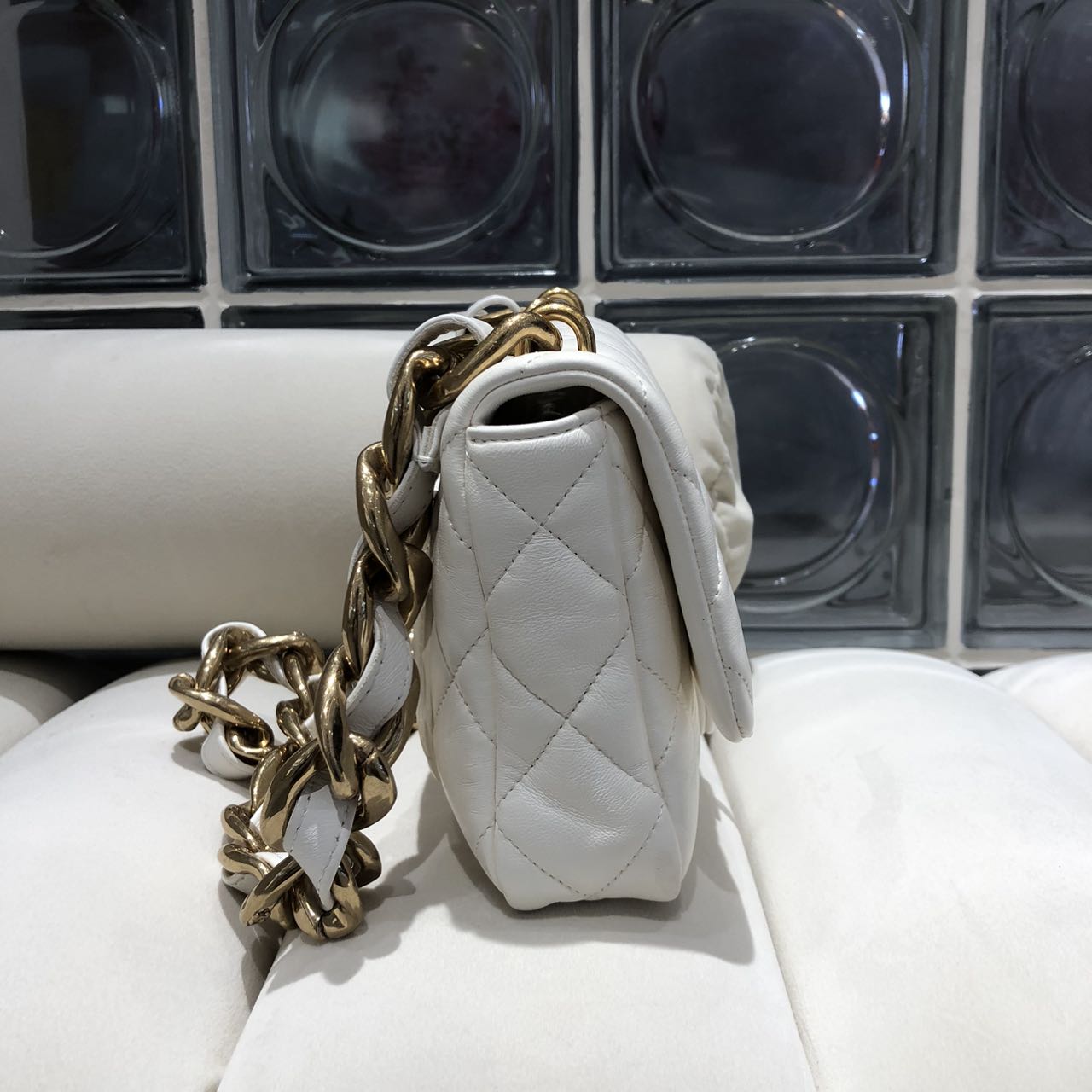 Chanel 2023 Classic Small Flap Bag in White Lambskin with Gold Hardware