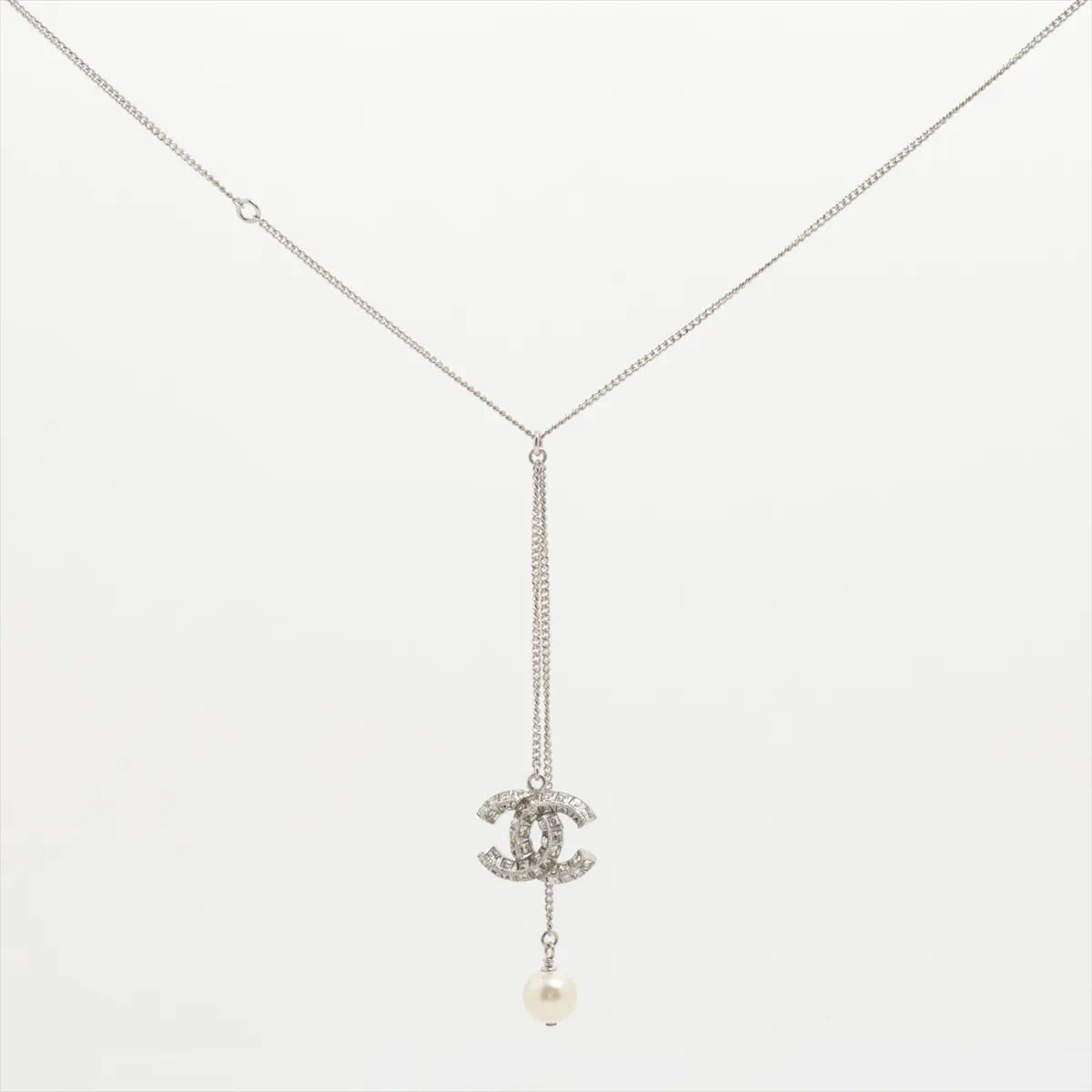 Chanel 2013 Crystal CC Drop Pearl Adjustable Necklace