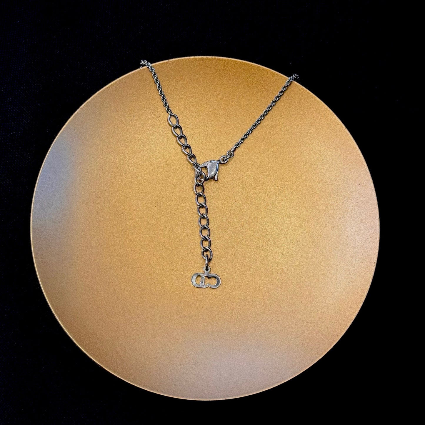 Dior Vintage Double-Sided Blue & Crystal Sports Tag Necklace(mini square size)