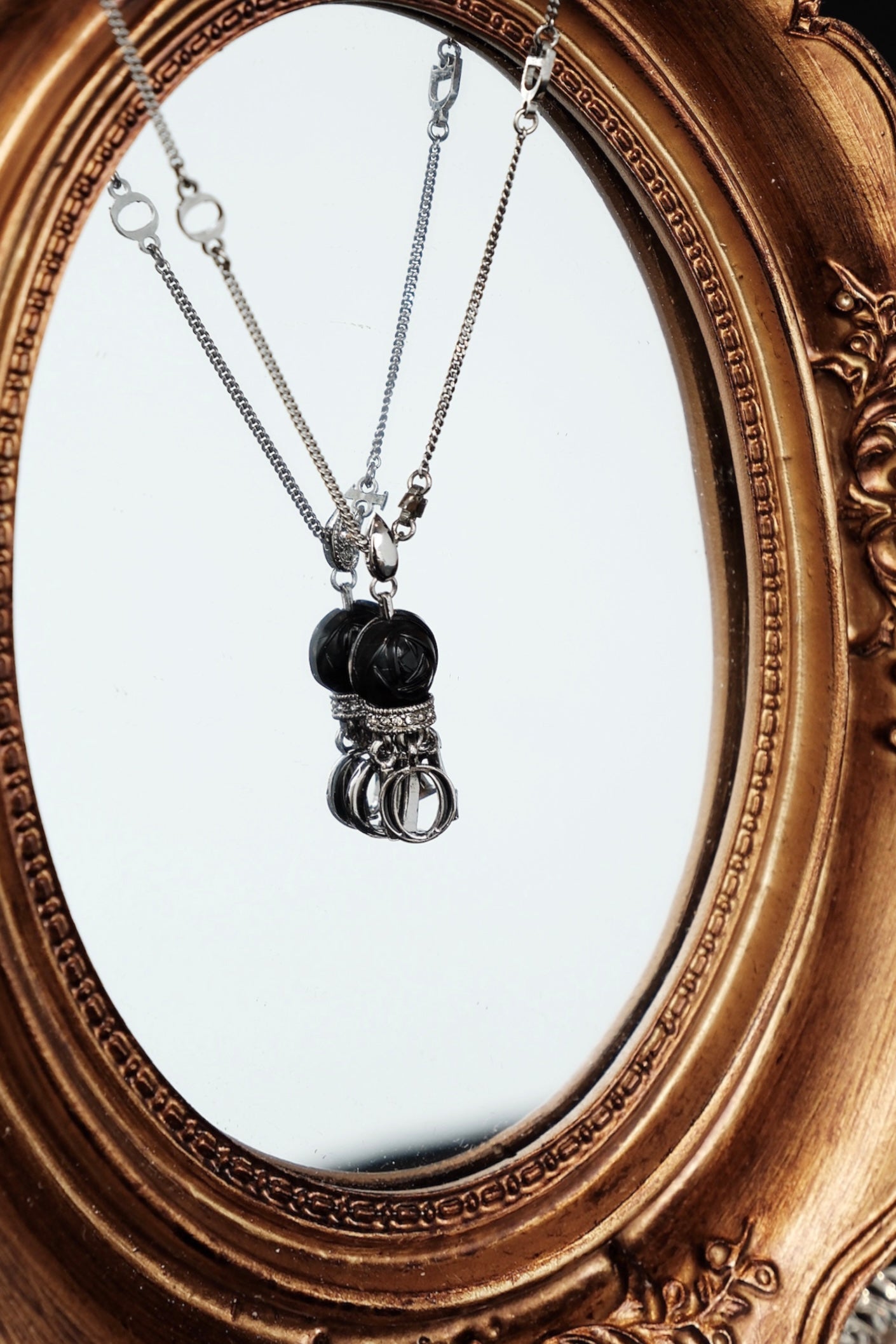 Dior Vintage Black Resin Charm Necklace