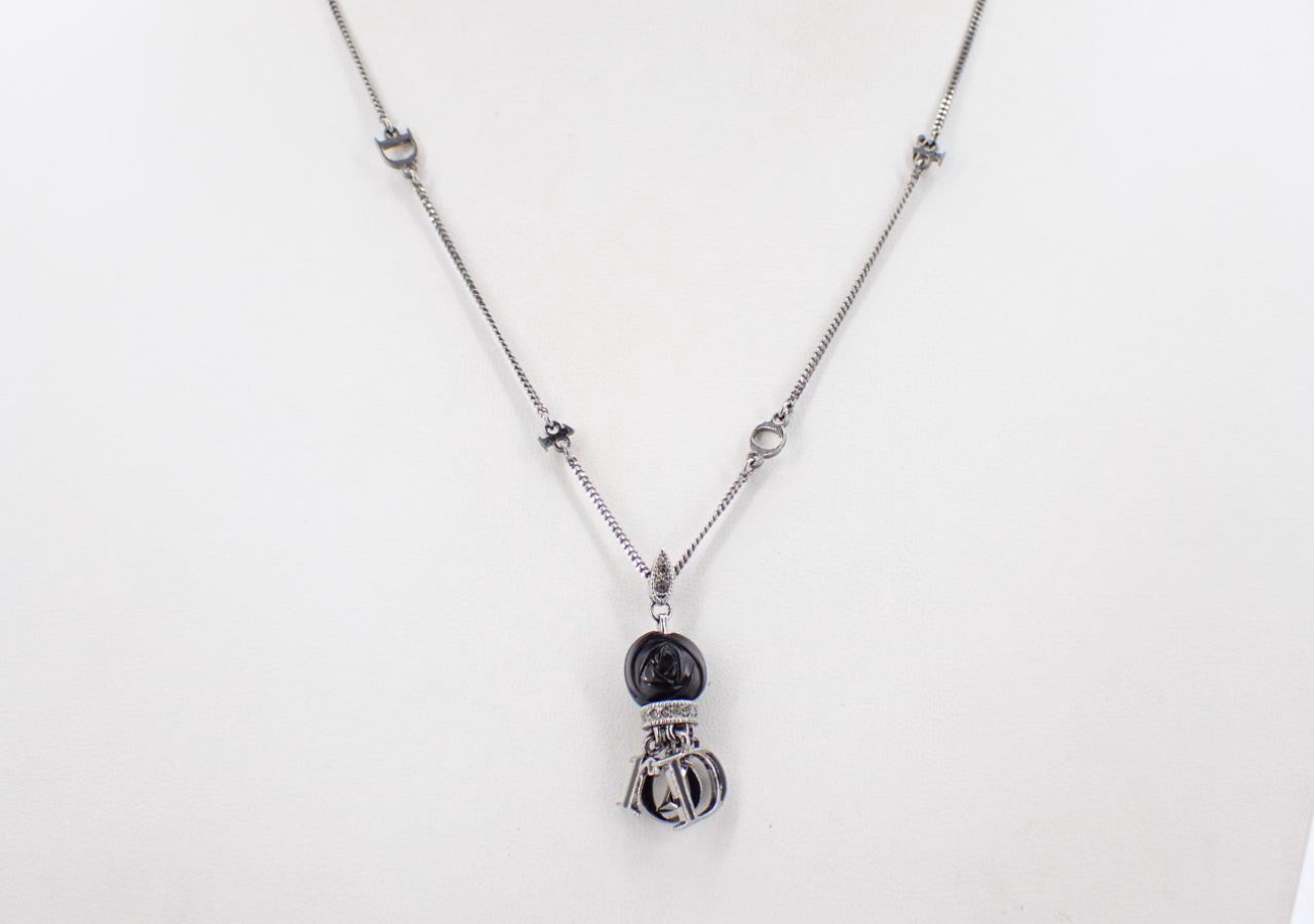 Dior Vintage Black Resin Charm Necklace