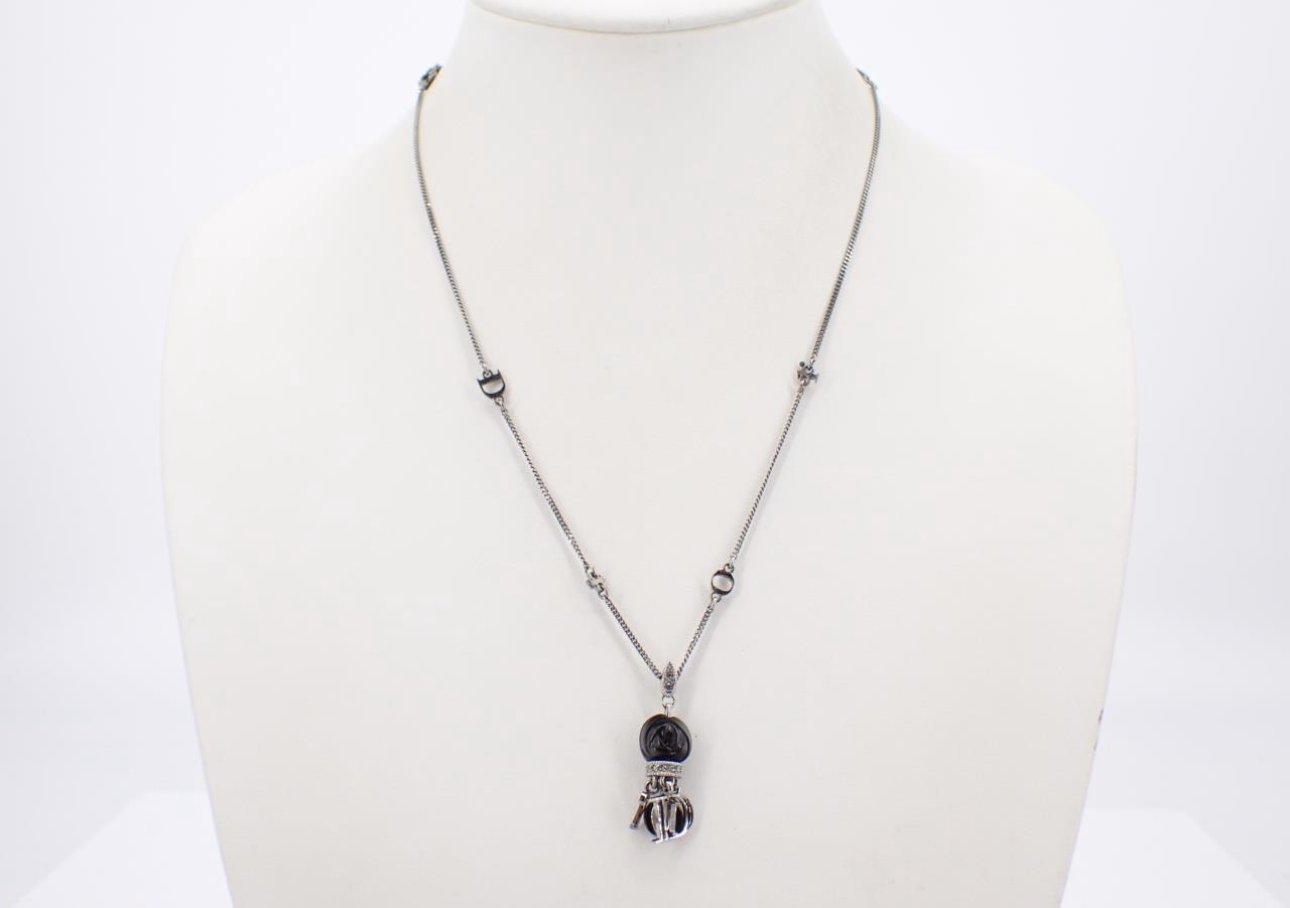 Dior Vintage Black Resin Charm Necklace