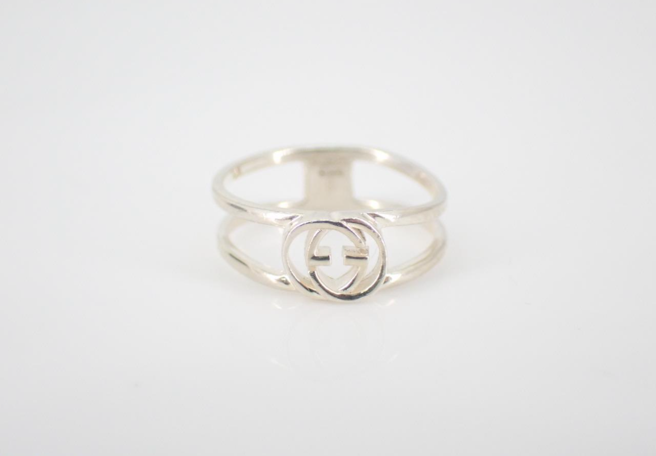 Gucci S925 Vintage Sterling Silver GG Band Ring
