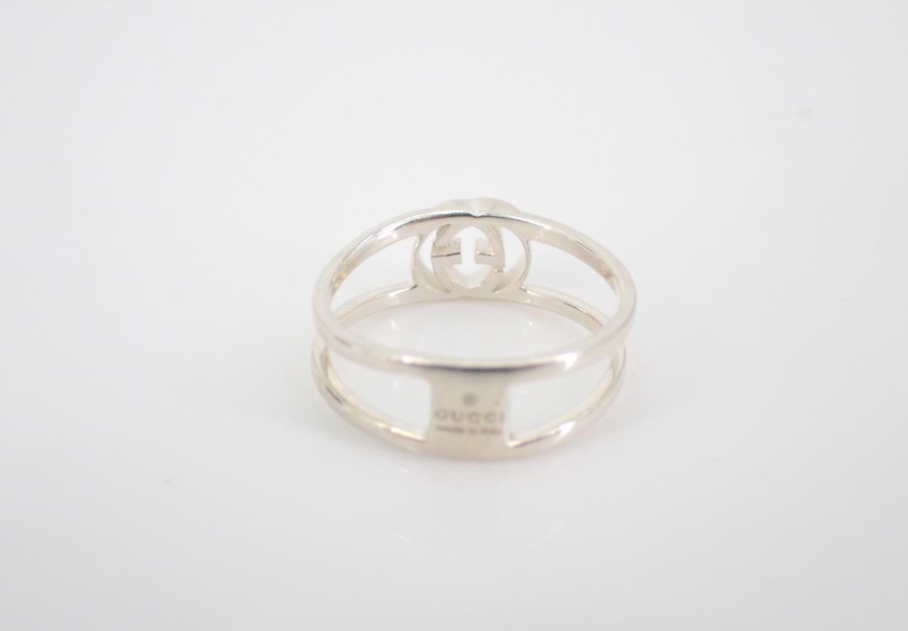 Gucci S925 Vintage Sterling Silver GG Band Ring