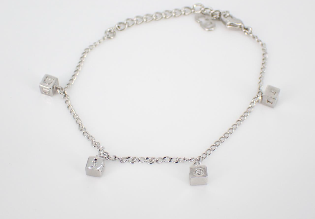 Dior Vintage Silver Cube Charm Bracelet