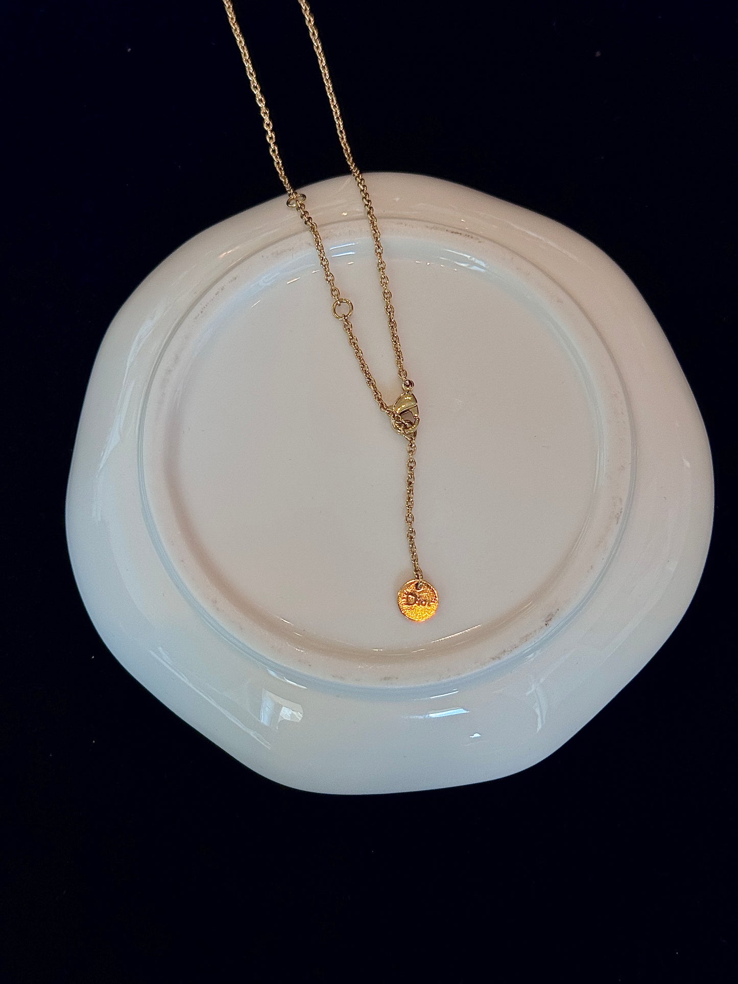 Dior 2010s Asymmetrical Star & Pearl CD Drop Necklace