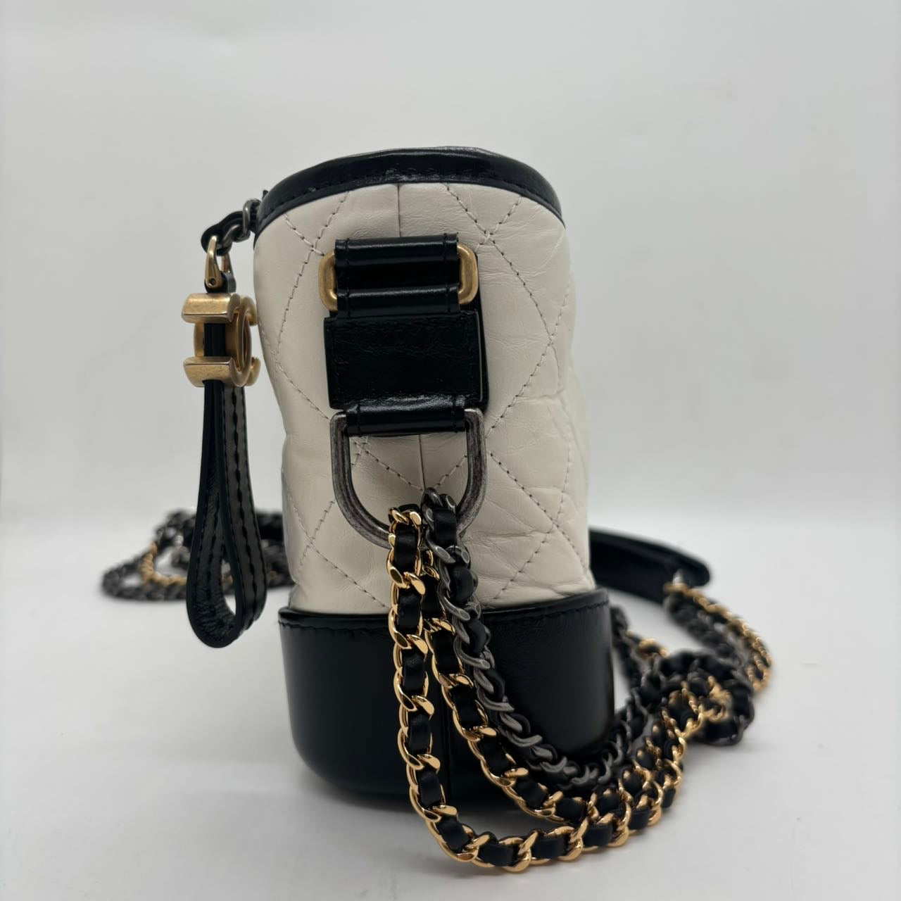 Chanel Gabrielle Small Hobo Bag – Black & White Calfskin with Gold CC Charm
