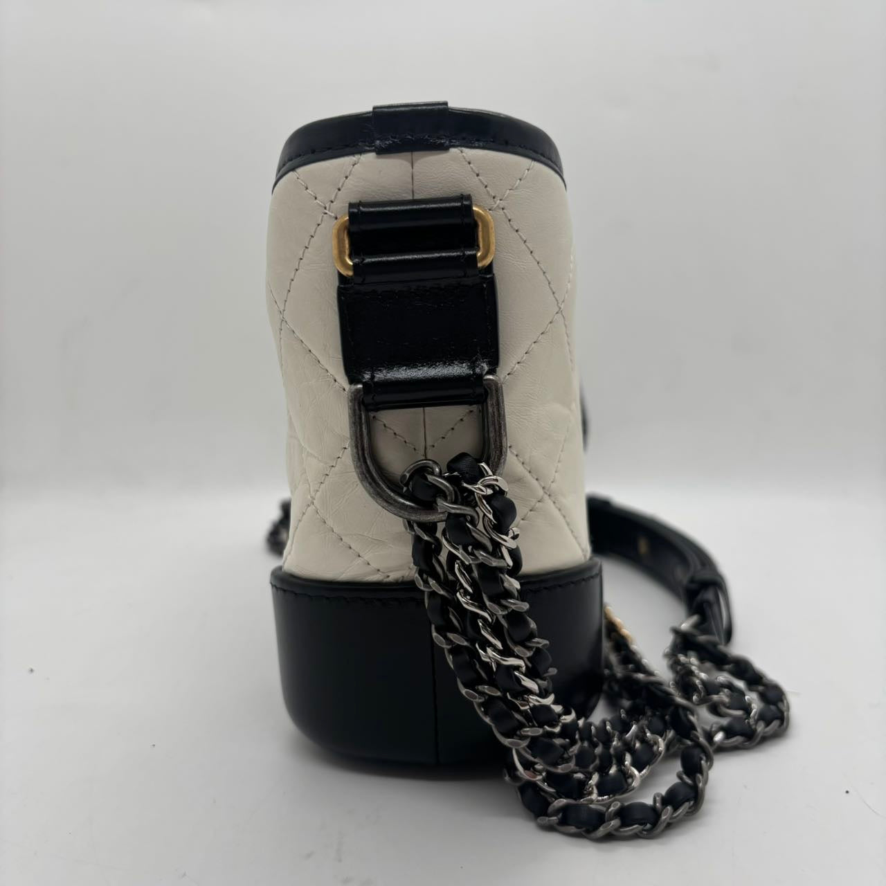 Chanel Gabrielle Small Hobo Bag – Black & White Calfskin with Gold CC Charm
