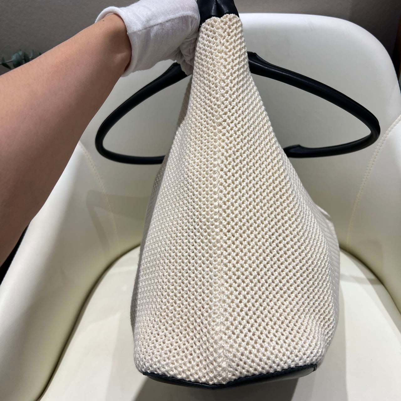 CHANEL Ivory Mesh & Leather Market Tote with Pouch