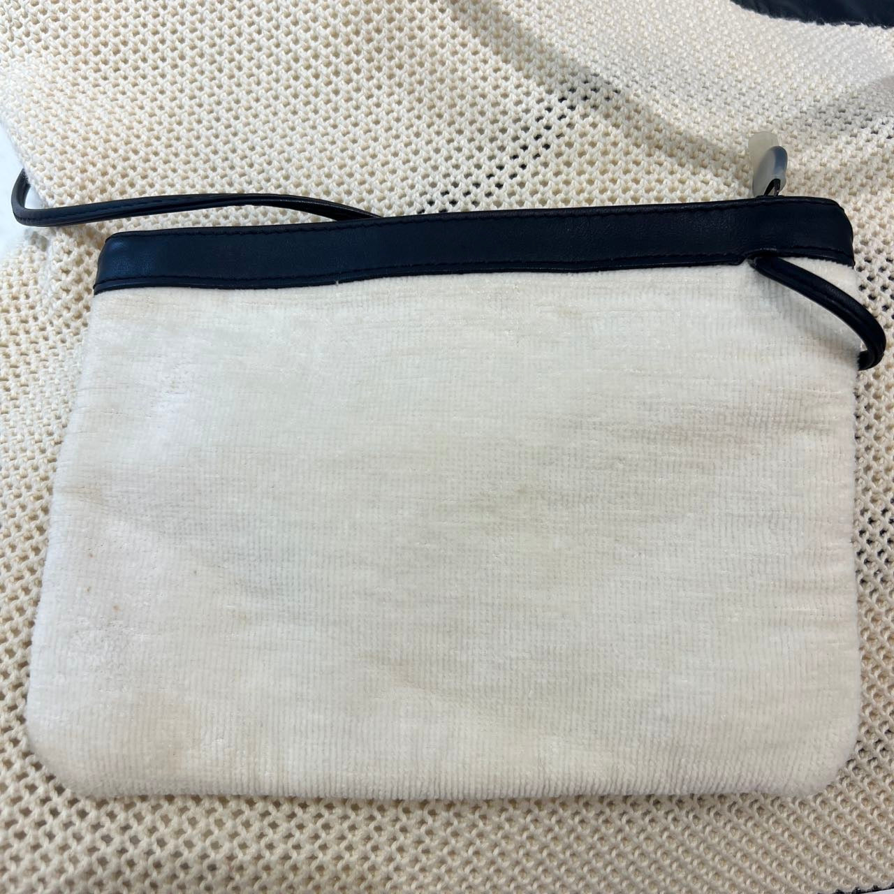 CHANEL Ivory Mesh & Leather Market Tote with Pouch