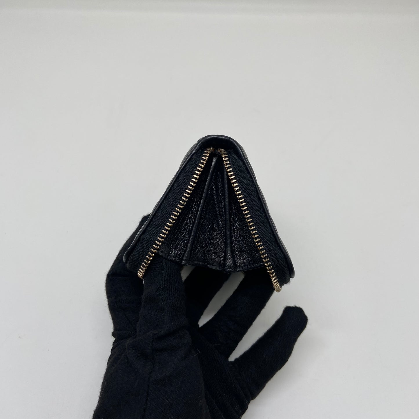 CHANEL Classic Black Caviar Leather Zipped Card Wallet