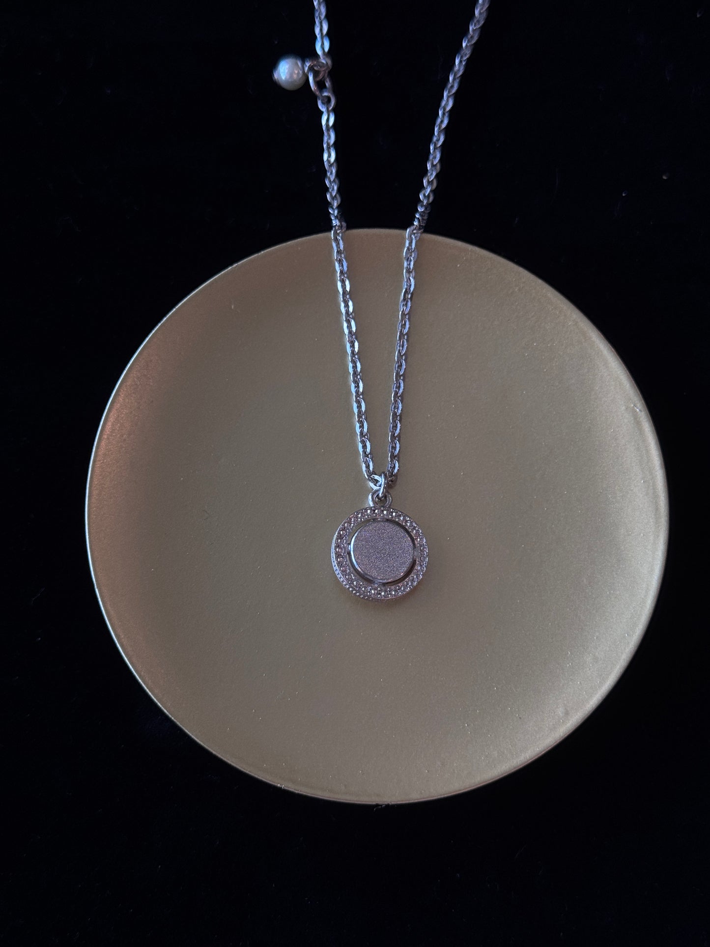 CHANEL 2019 Round Crystal Medallion Necklace – Silver-Tone with Pearl Enamel CC