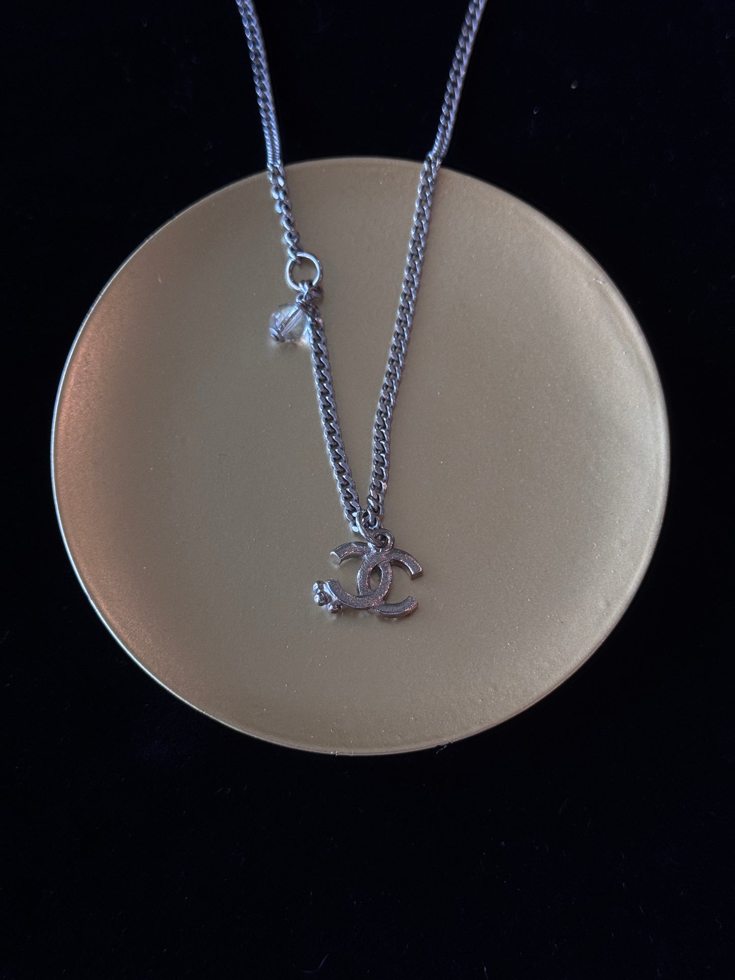 CHANEL 2019 Mini Crystal CC Necklace with Camellia CC Charm – Silver-Tone