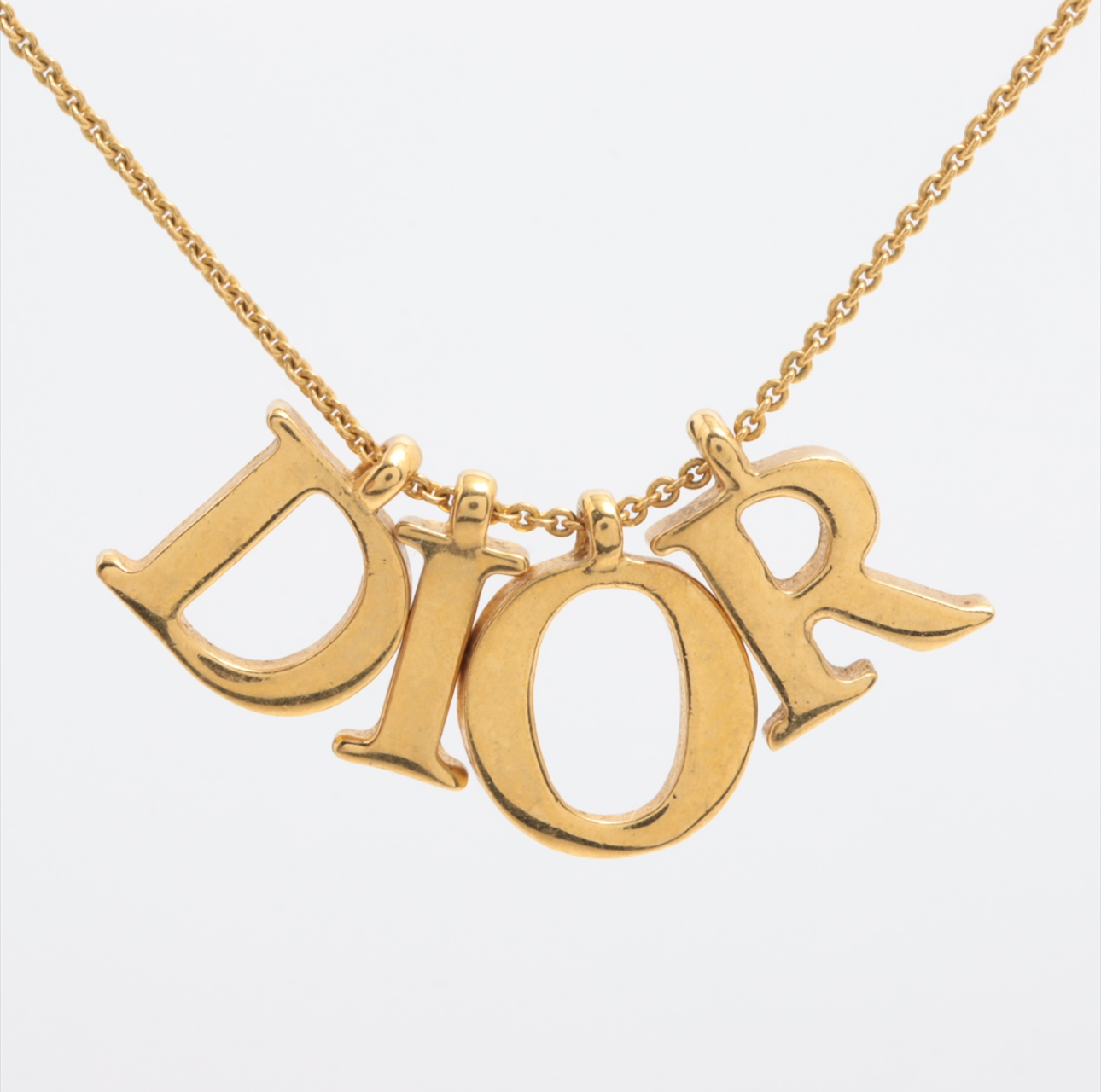 Dior Vintage Gold-Tone Letter Logo Necklace