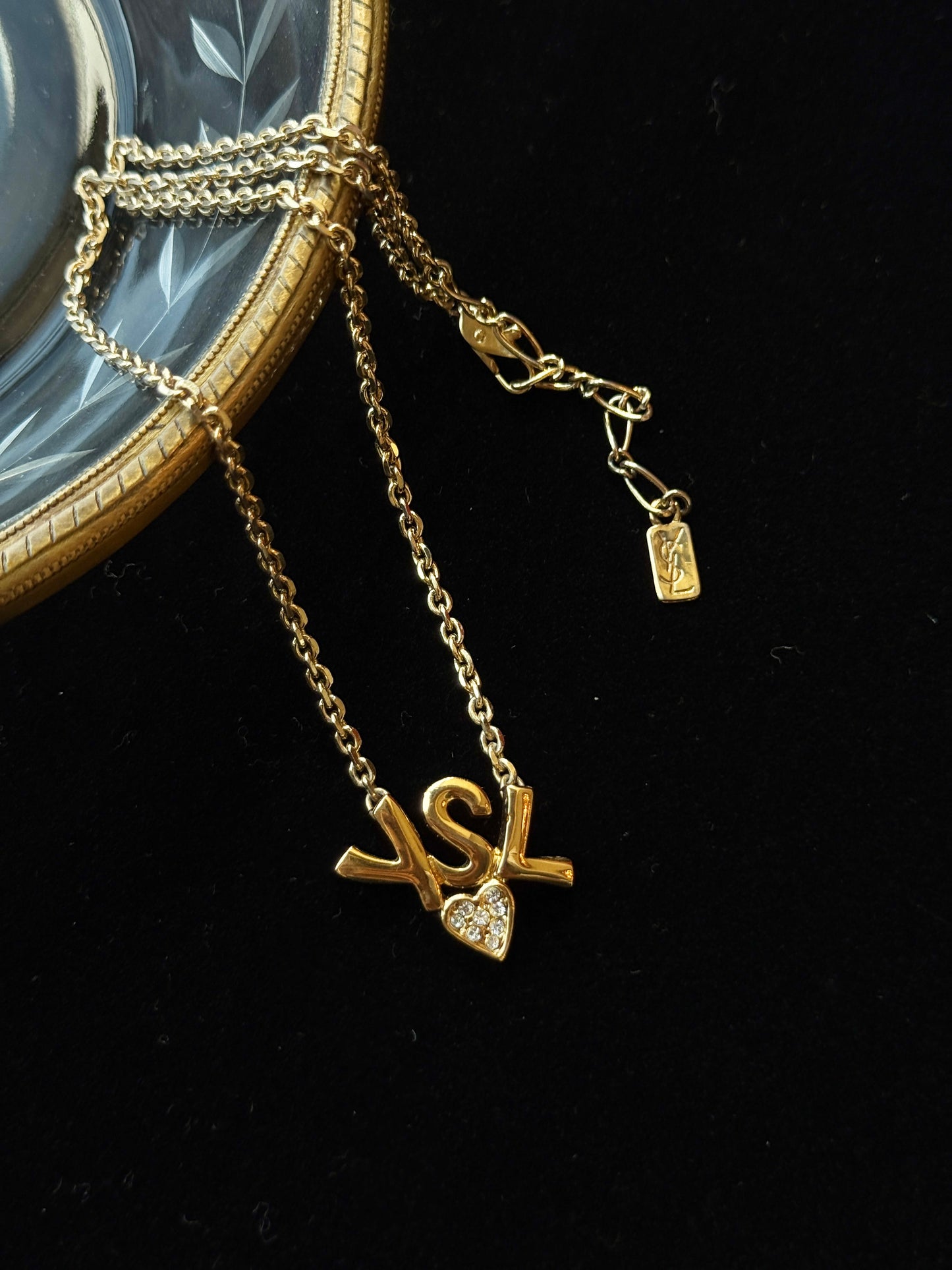 YSL heart-shaped diamond gold vintage necklace