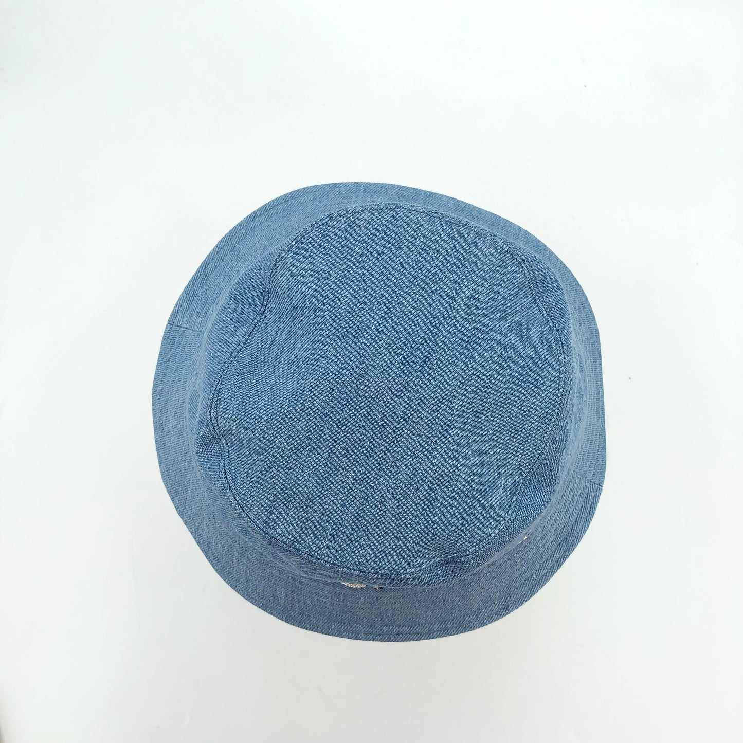 Chanel 2022 Light Blue Denim Bucket Hat with Crystal Logo