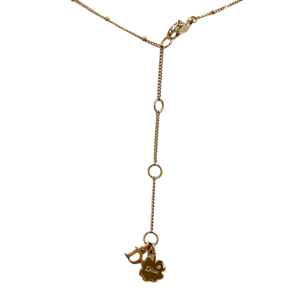 Dior Vintage Gold-Tone Crystal Heart & “D” Logo Necklace